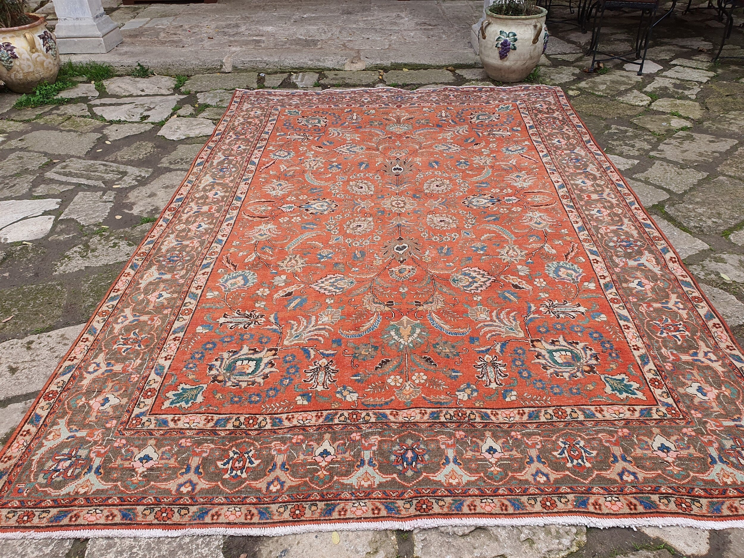vintage Persian Wool Large Area Rug — back view