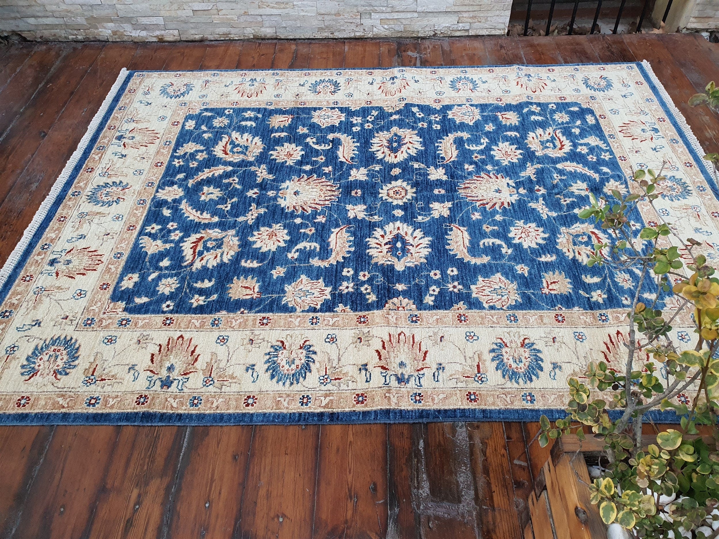 vintage Oushak Wool Area Rug — in setting