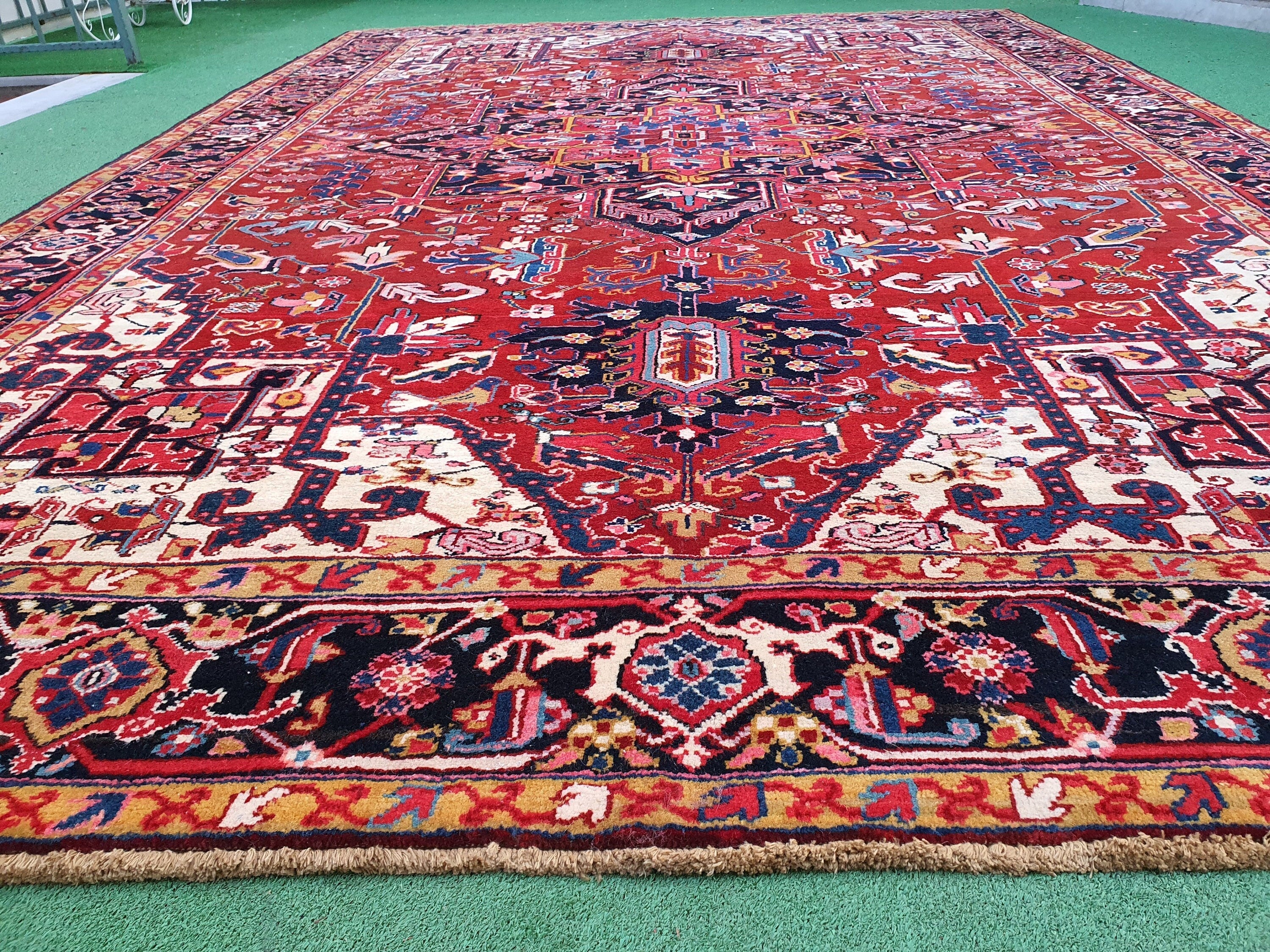 antique Anatolian Wool Large Area Rug — back view
