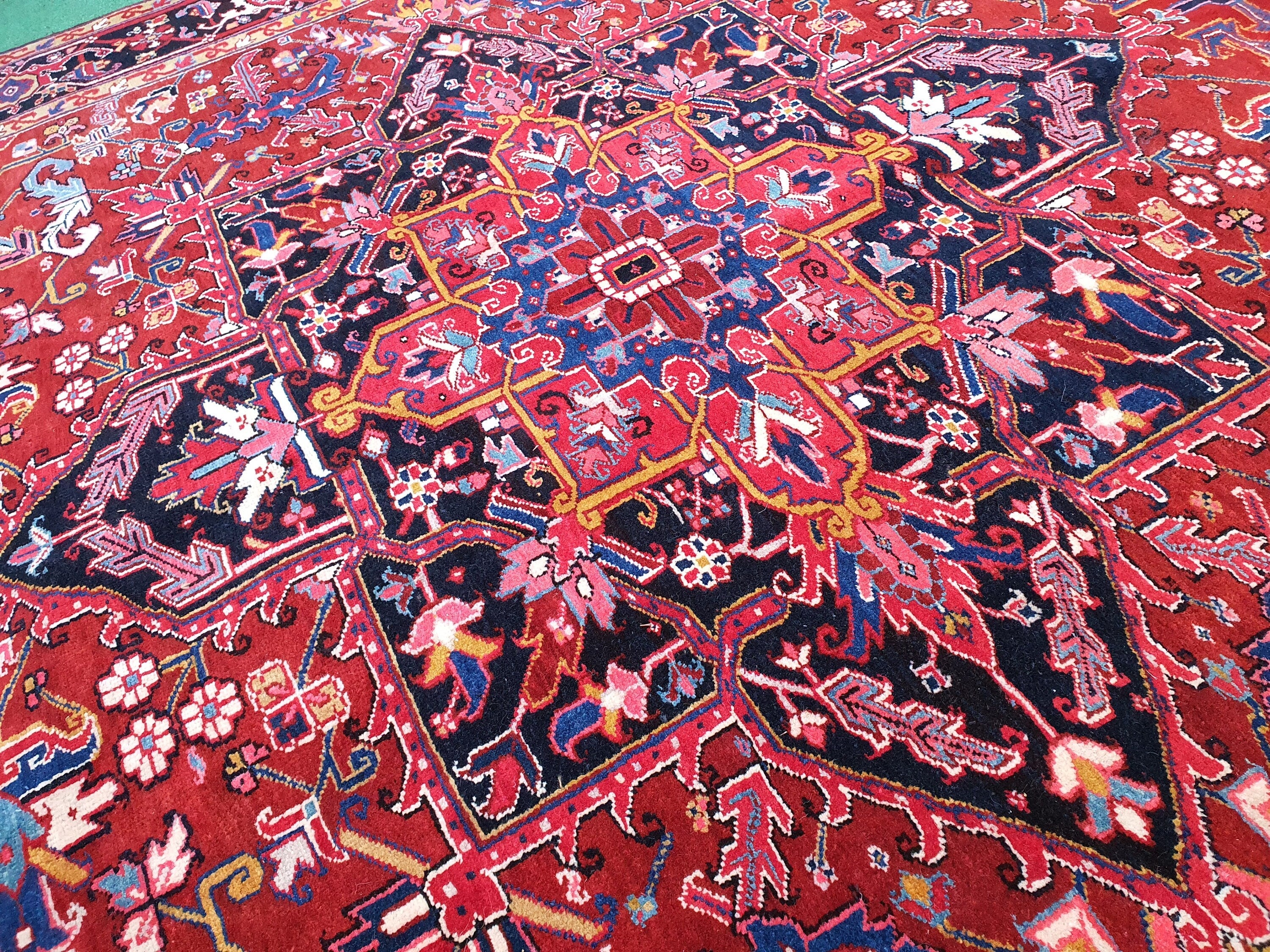 antique Anatolian Wool Large Area Rug — pattern close-up