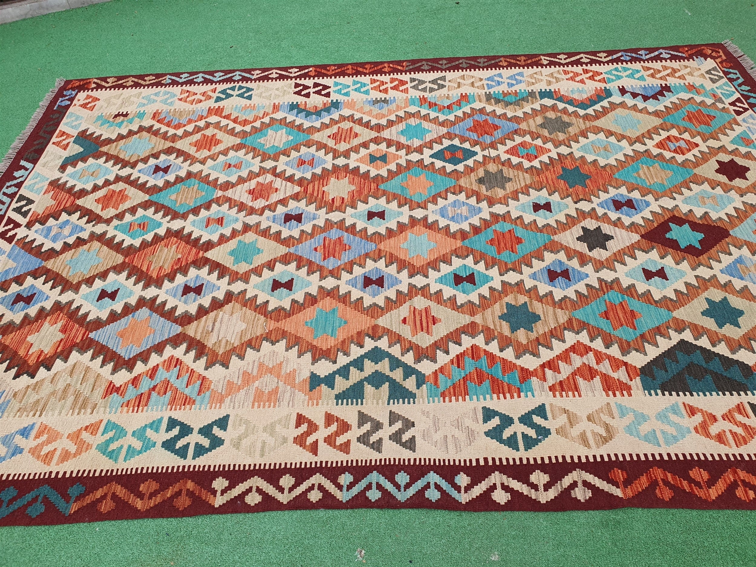 vintage Afghan Wool Area Rug — in setting
