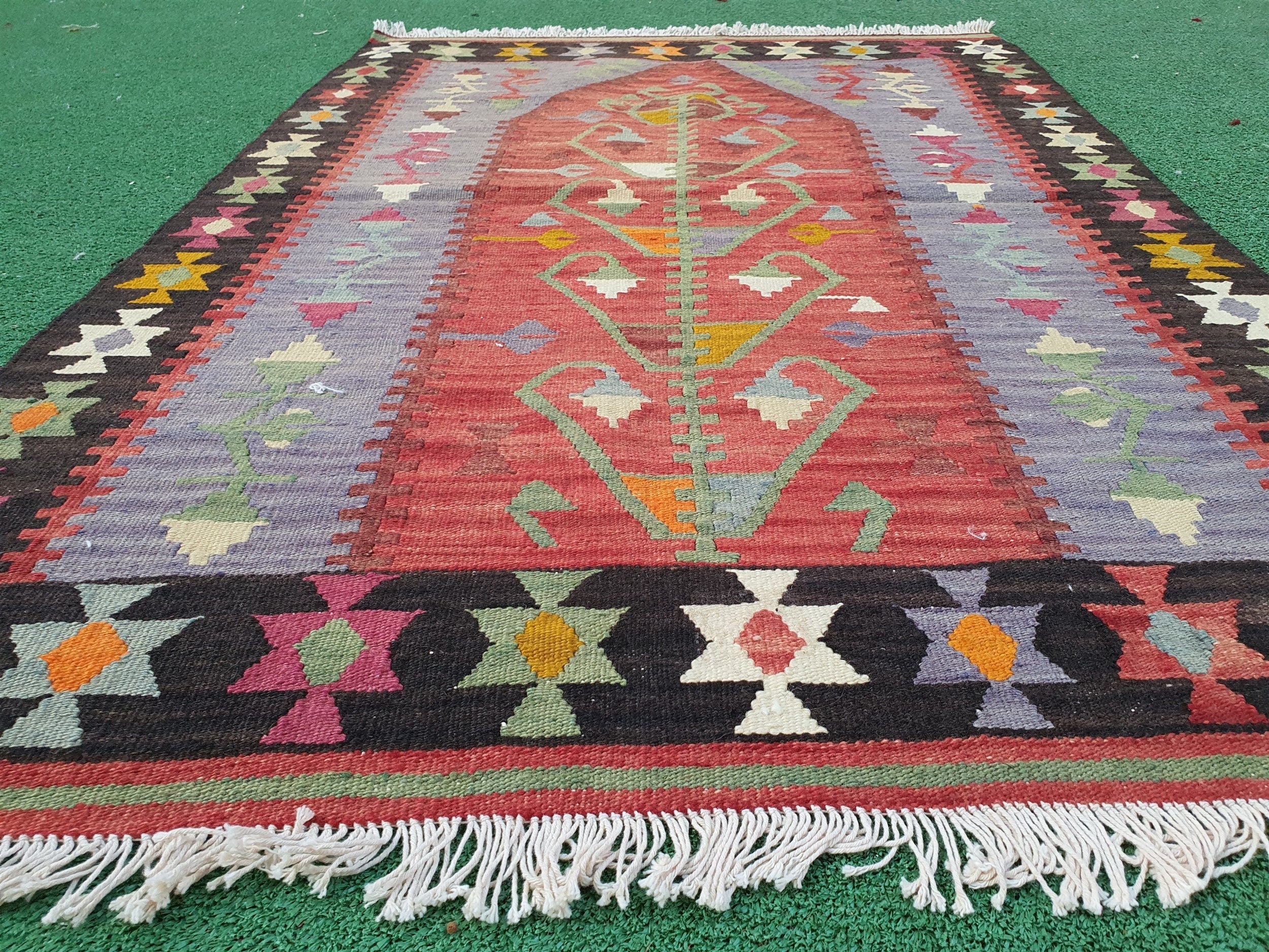 vintage Oushak Wool Small Rug — back view