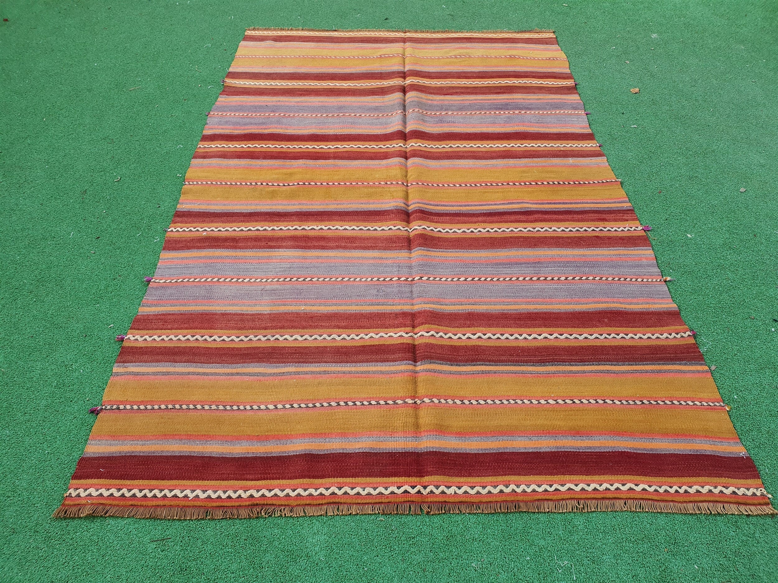 antique Anatolian Wool Area Rug — back view