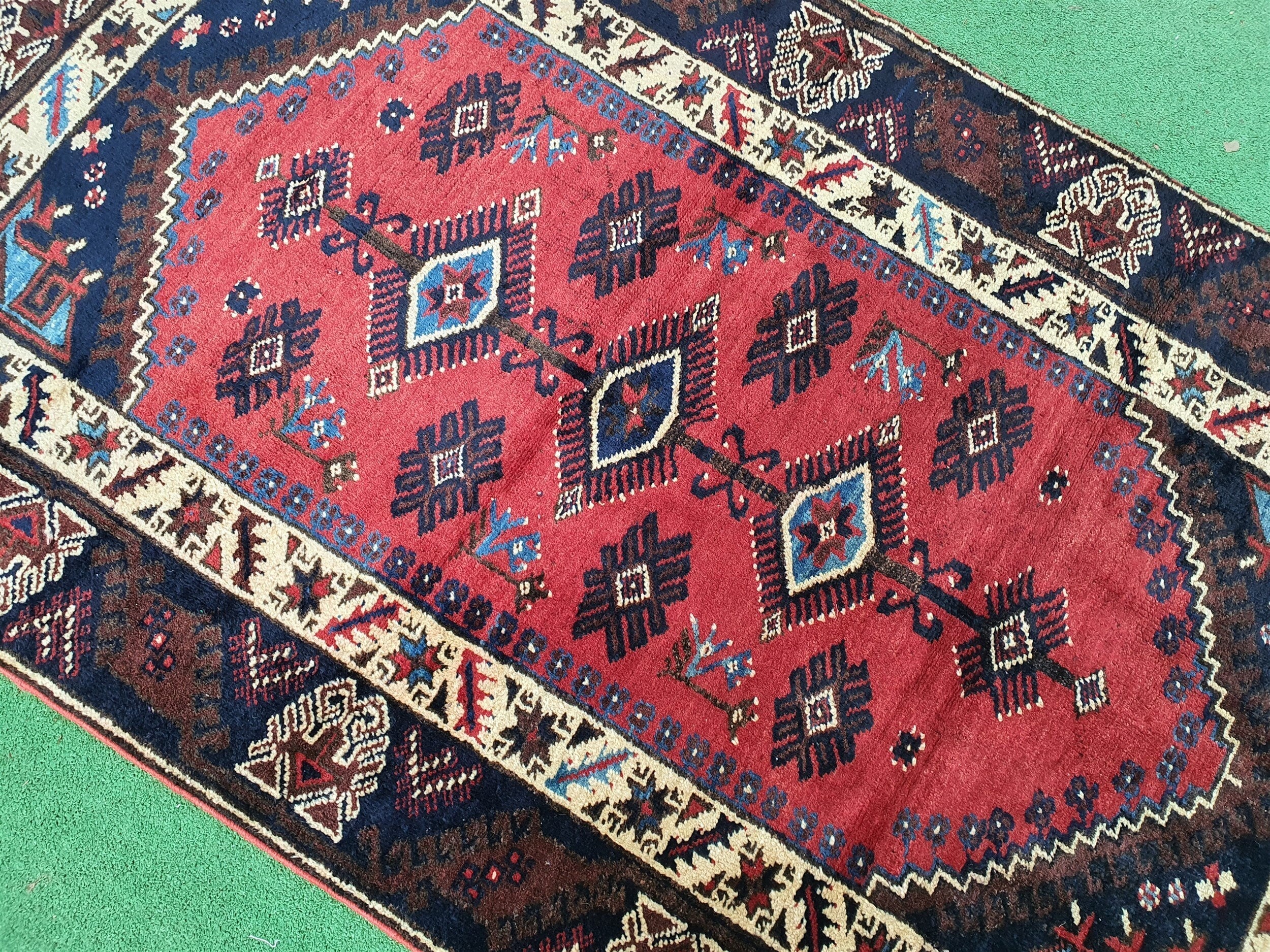 vintage Anatolian Wool Small Rug — edge weave