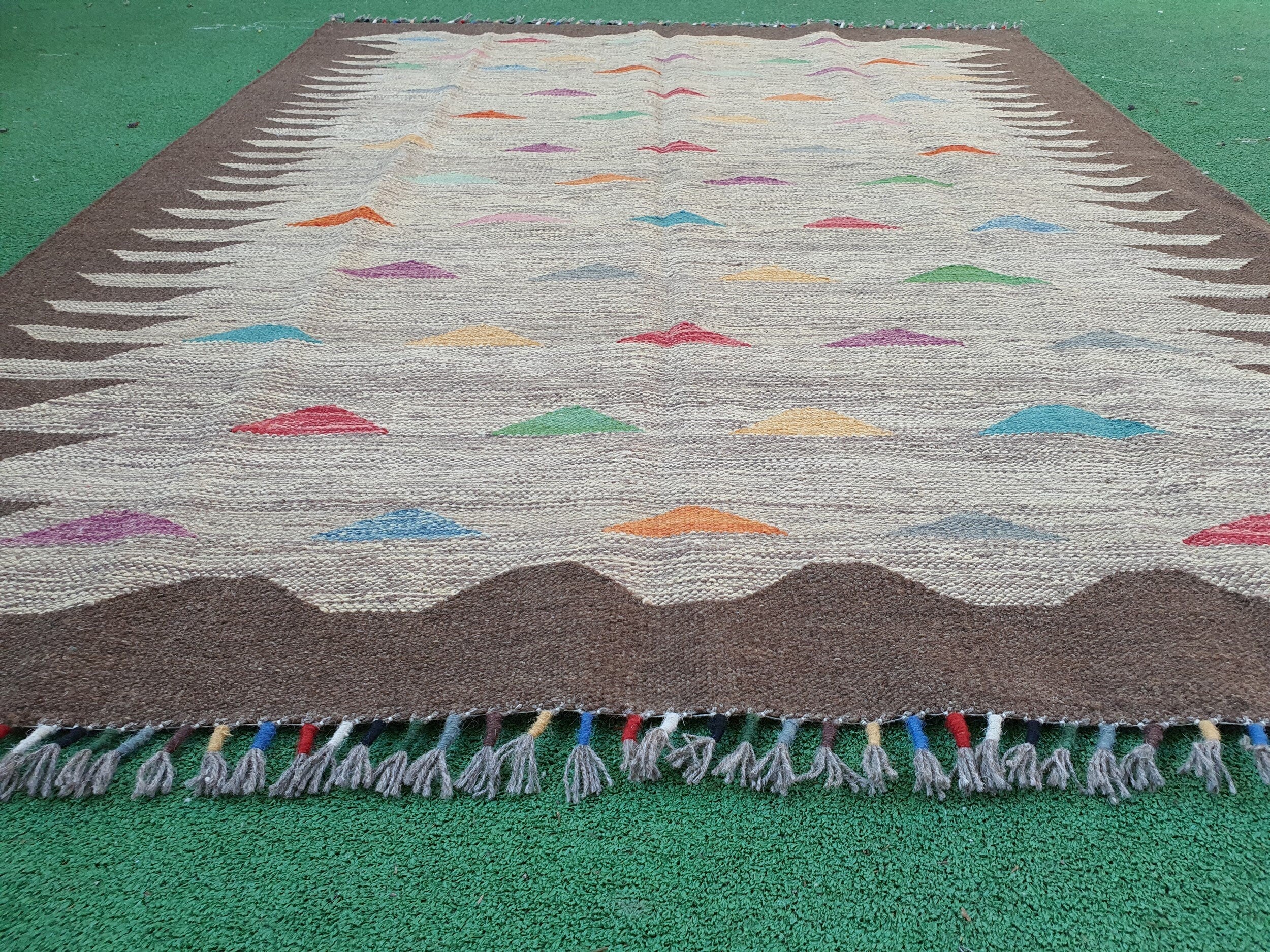 vintage Oushak Wool Small Rug — back view