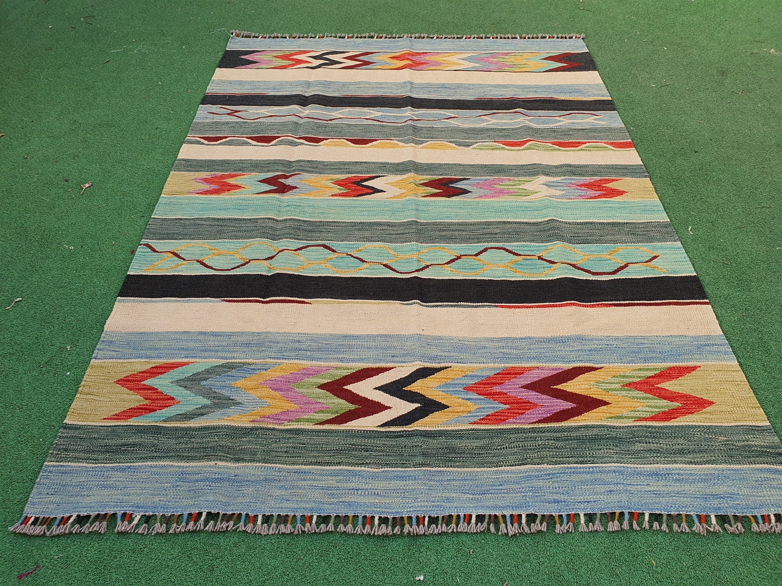 antique Oushak Wool Area Rug — back view