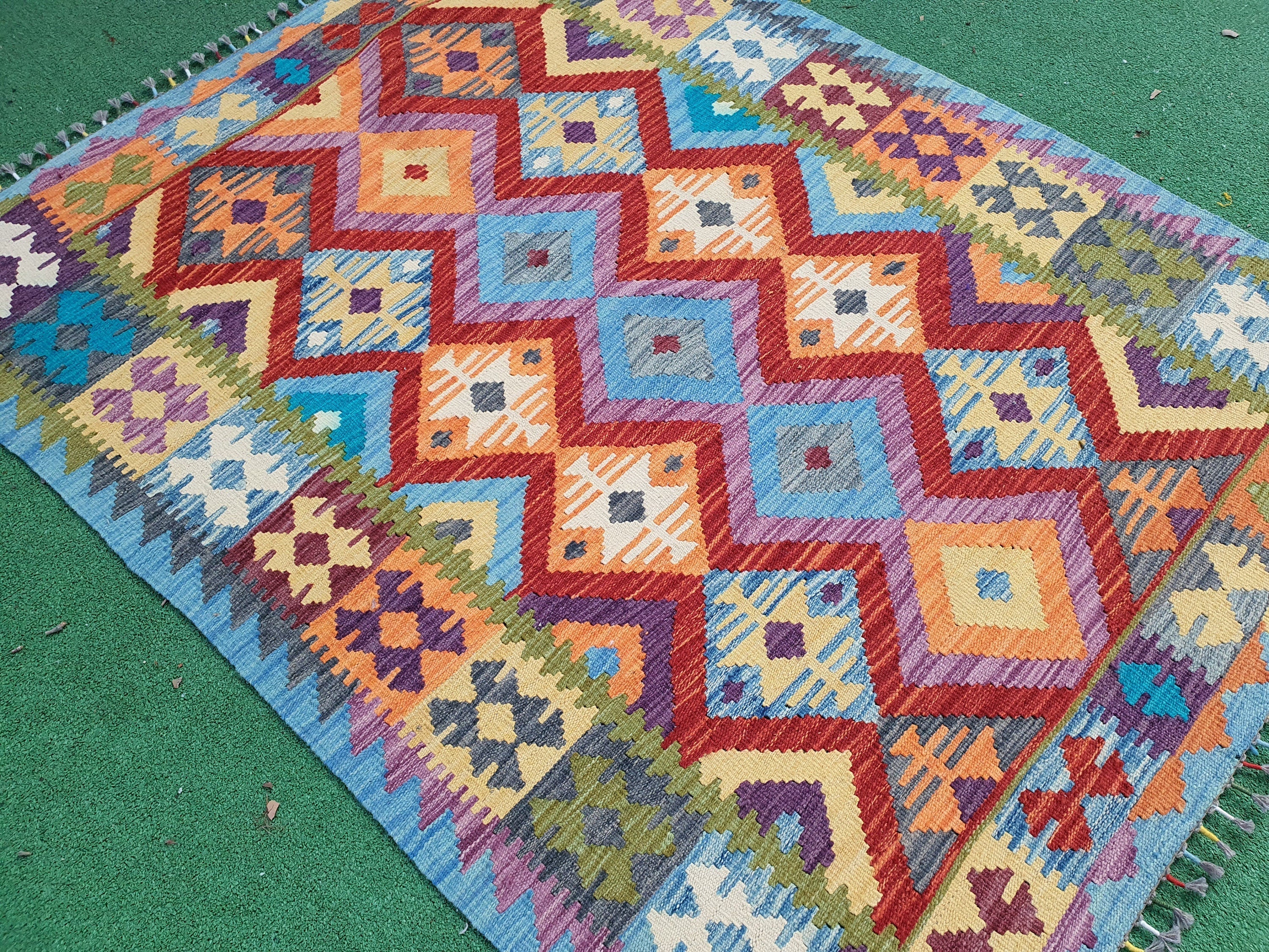 vintage Afghan Wool Small Rug — in setting