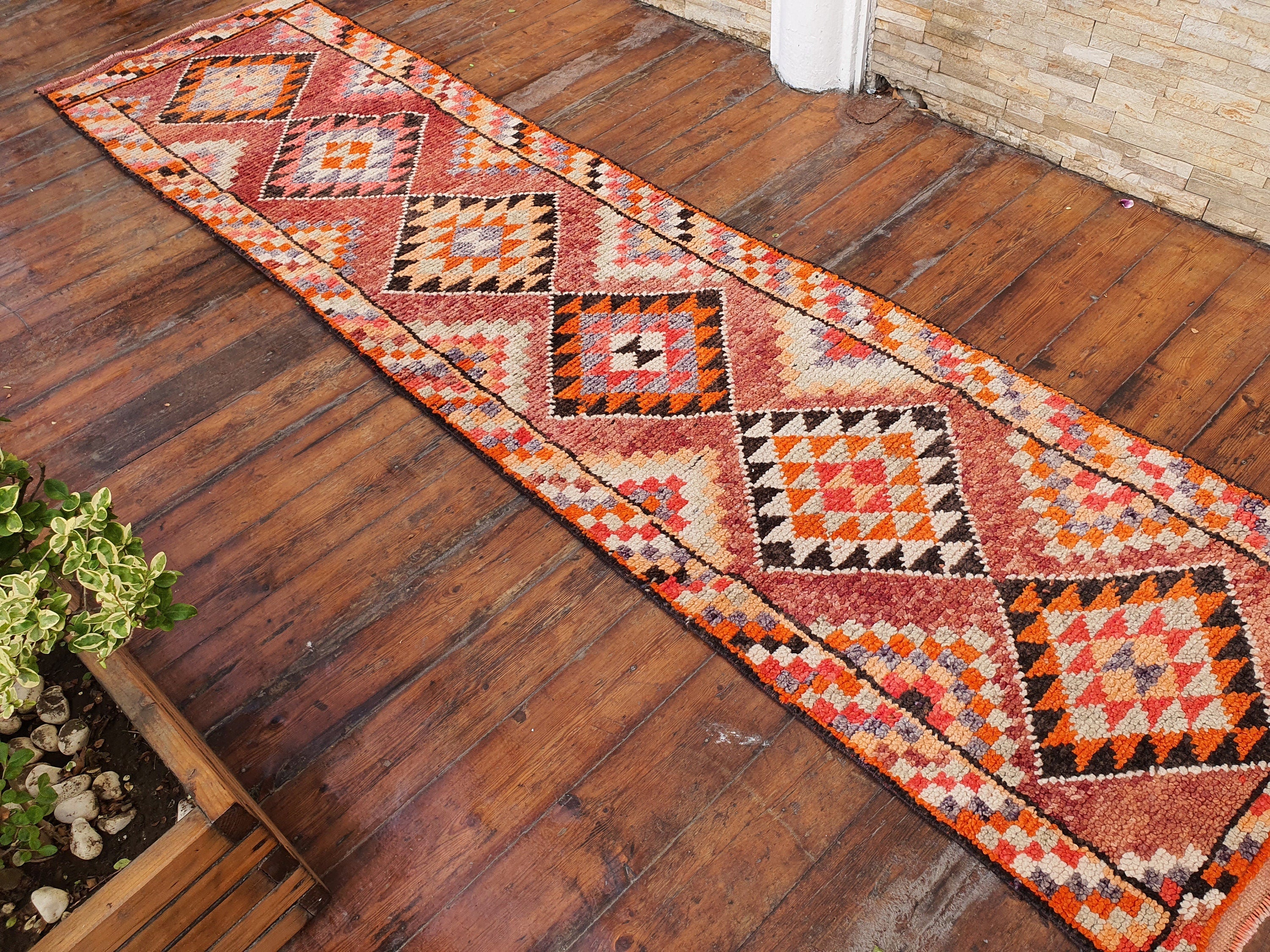 vintage Oushak Wool Area Rug — back view
