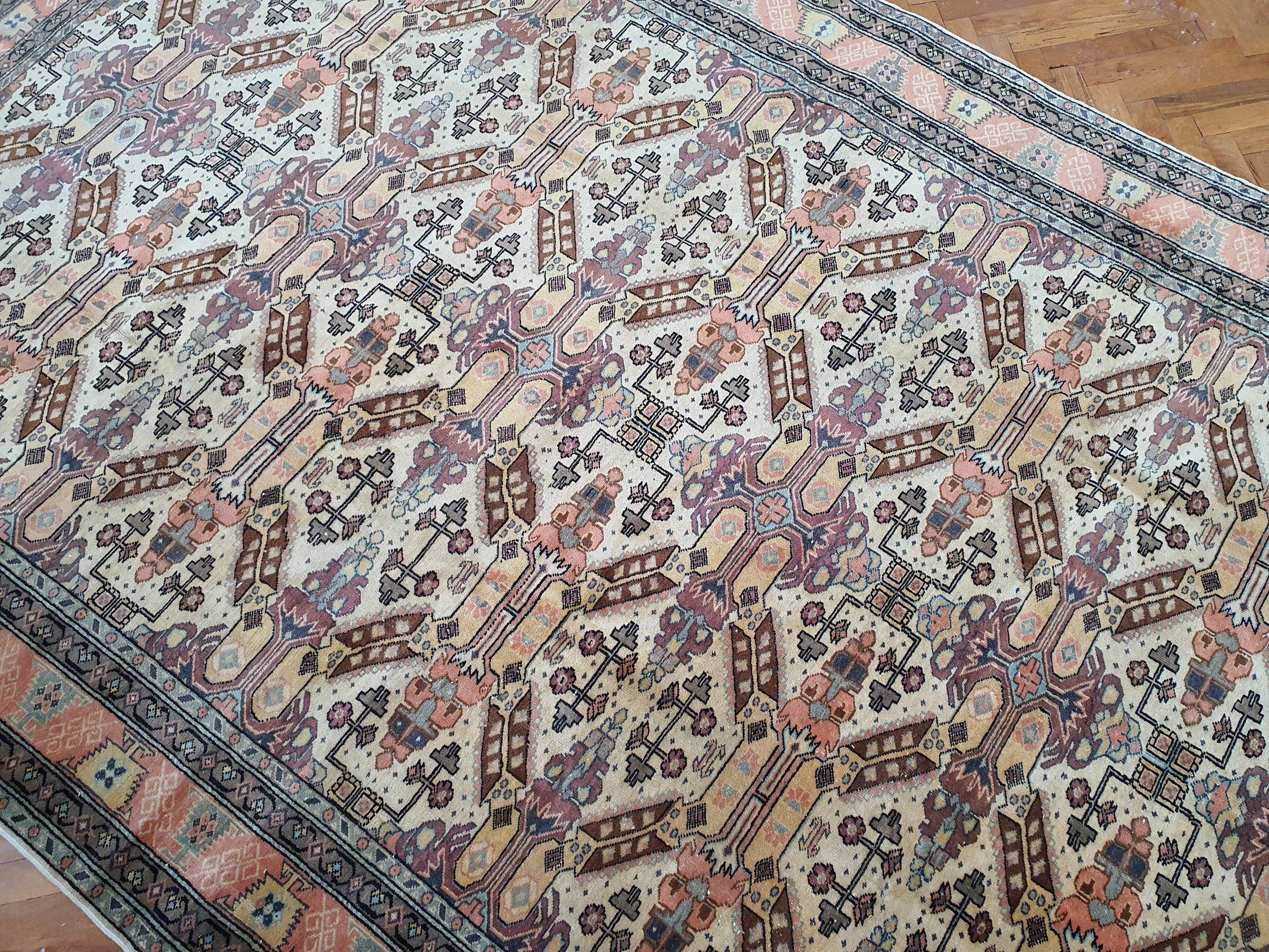 vintage Kayseri Wool Large Area Rug — back view