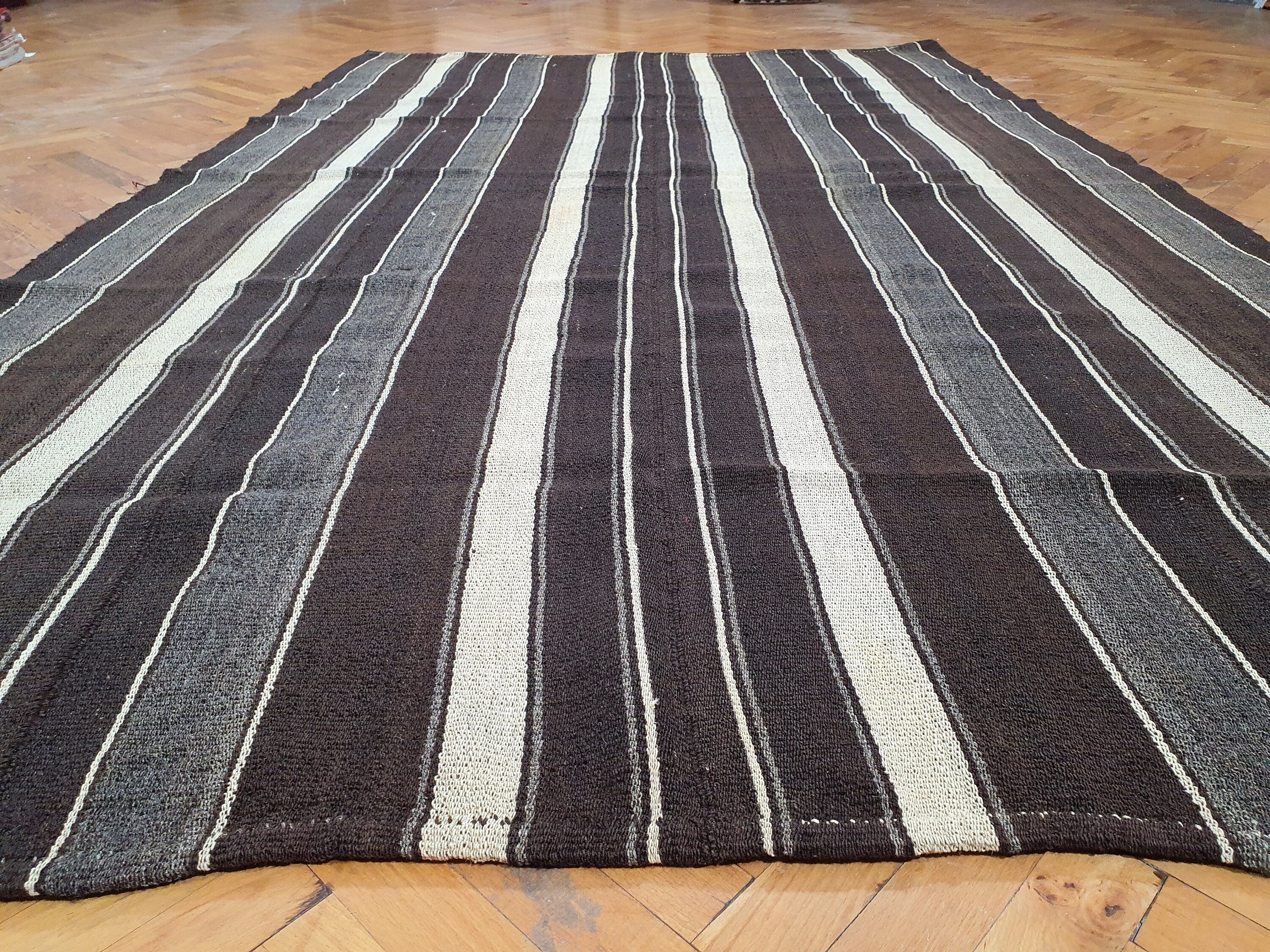 vintage Anatolian Wool Area Rug — back view