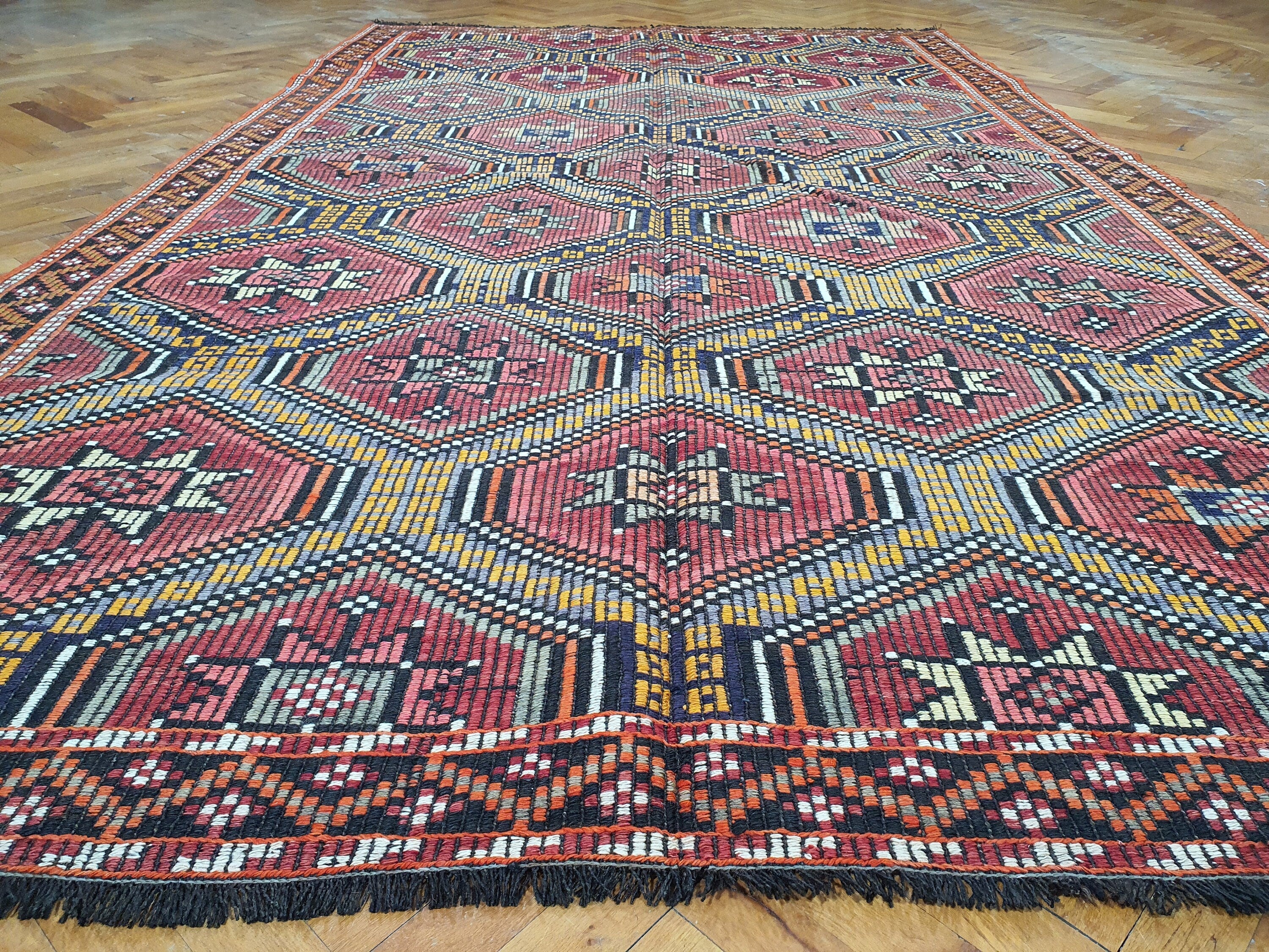 antique Konya Wool Area Rug — detail texture
