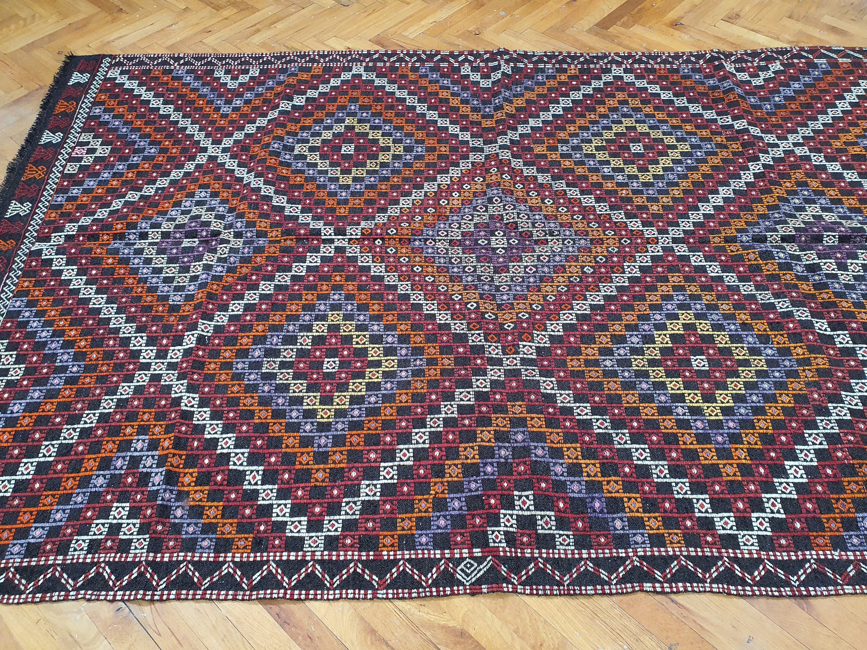 vintage Konya Wool Area Rug — detail texture