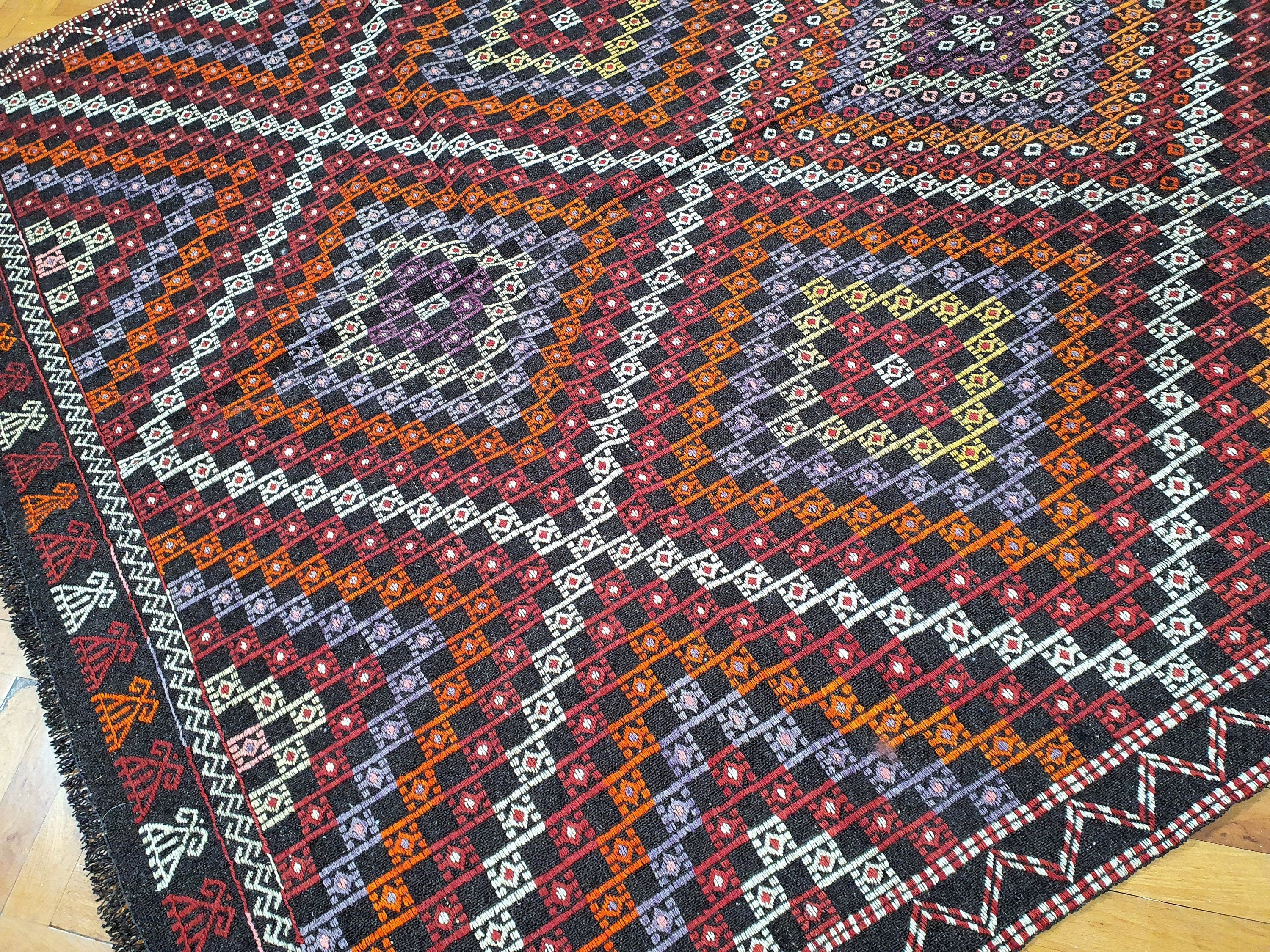 vintage Konya Wool Area Rug — pattern close-up
