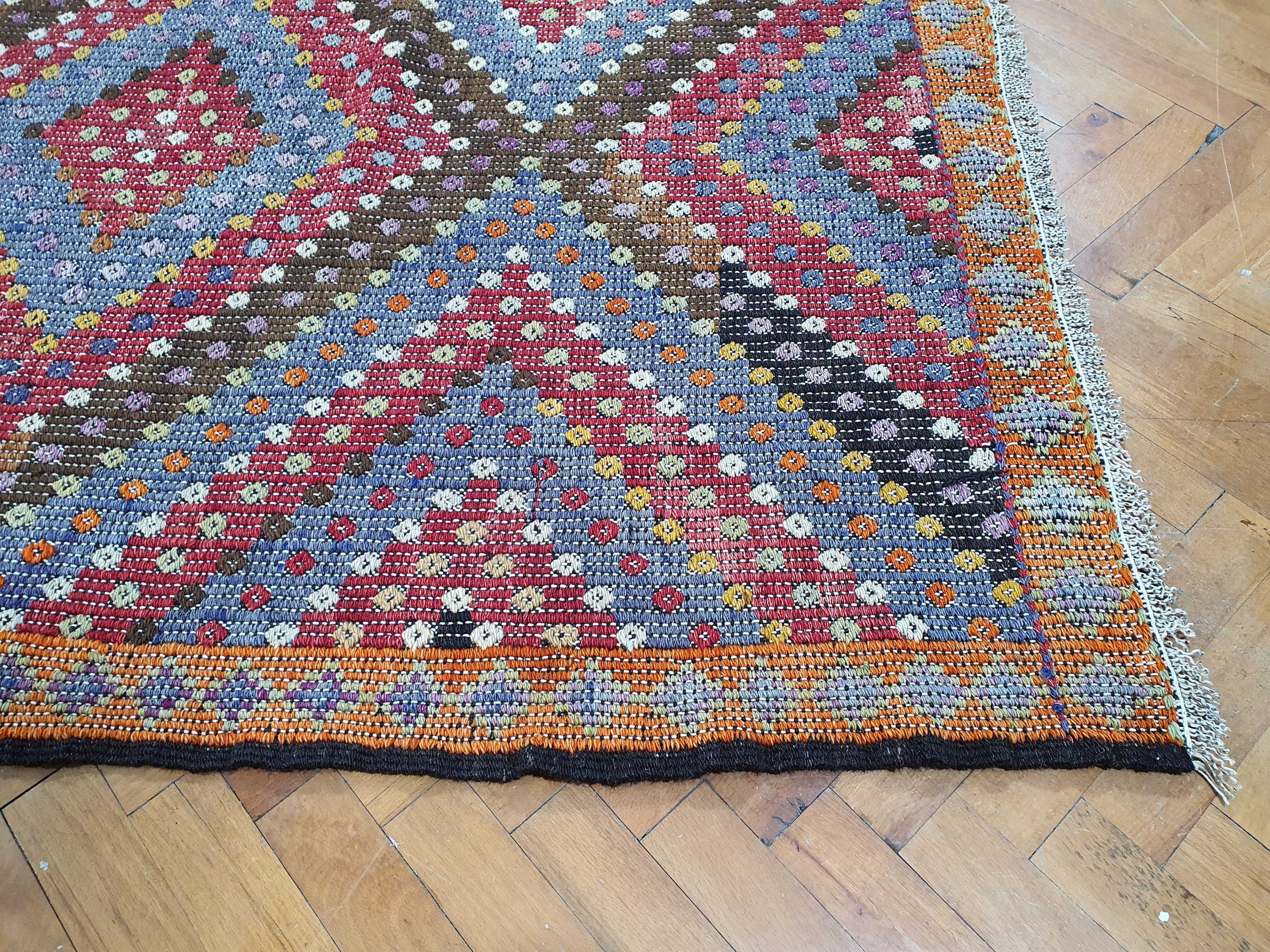 vintage Konya Wool Large Area Rug — detail texture