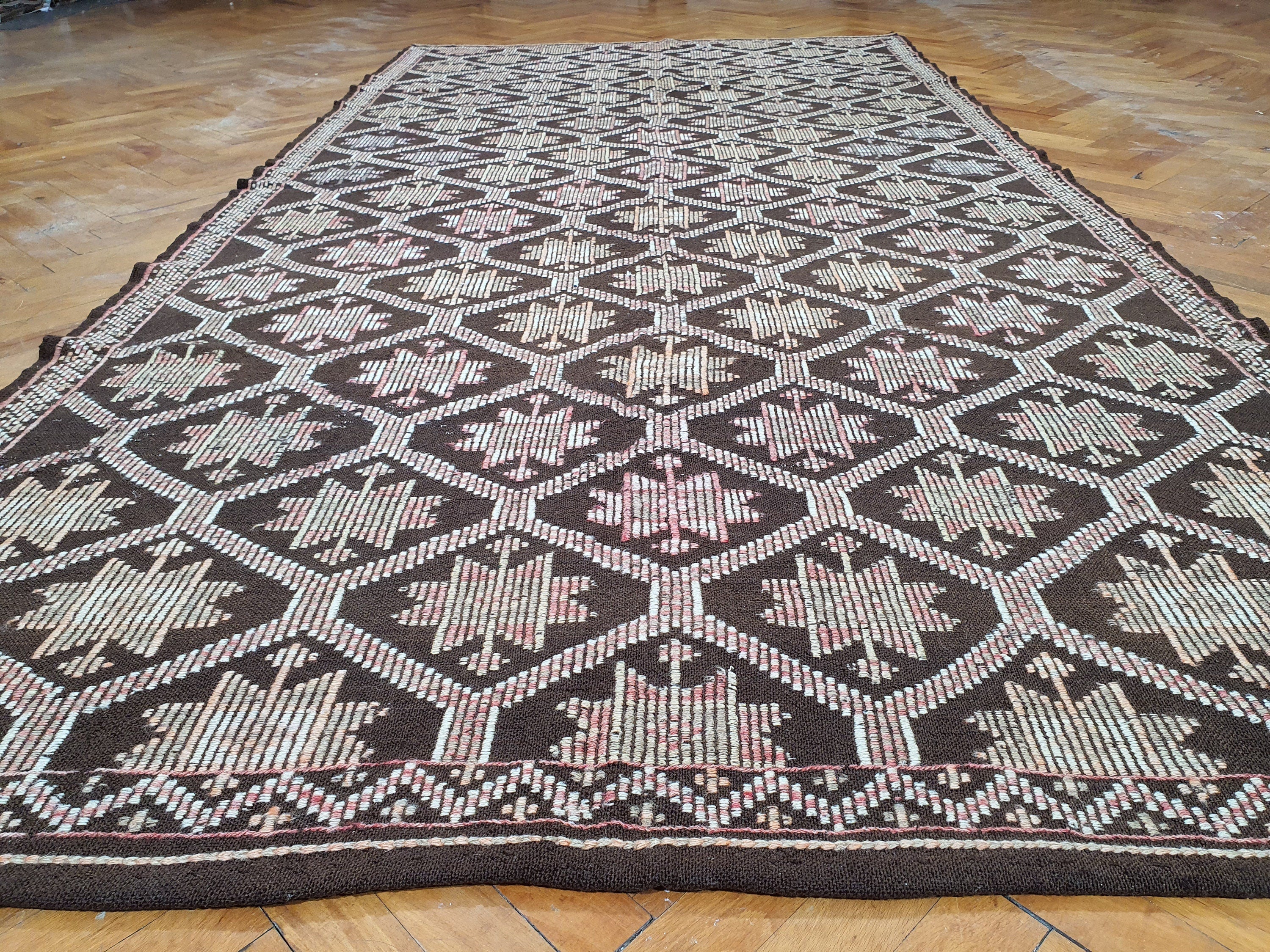 vintage Cicim Wool Area Rug — back view
