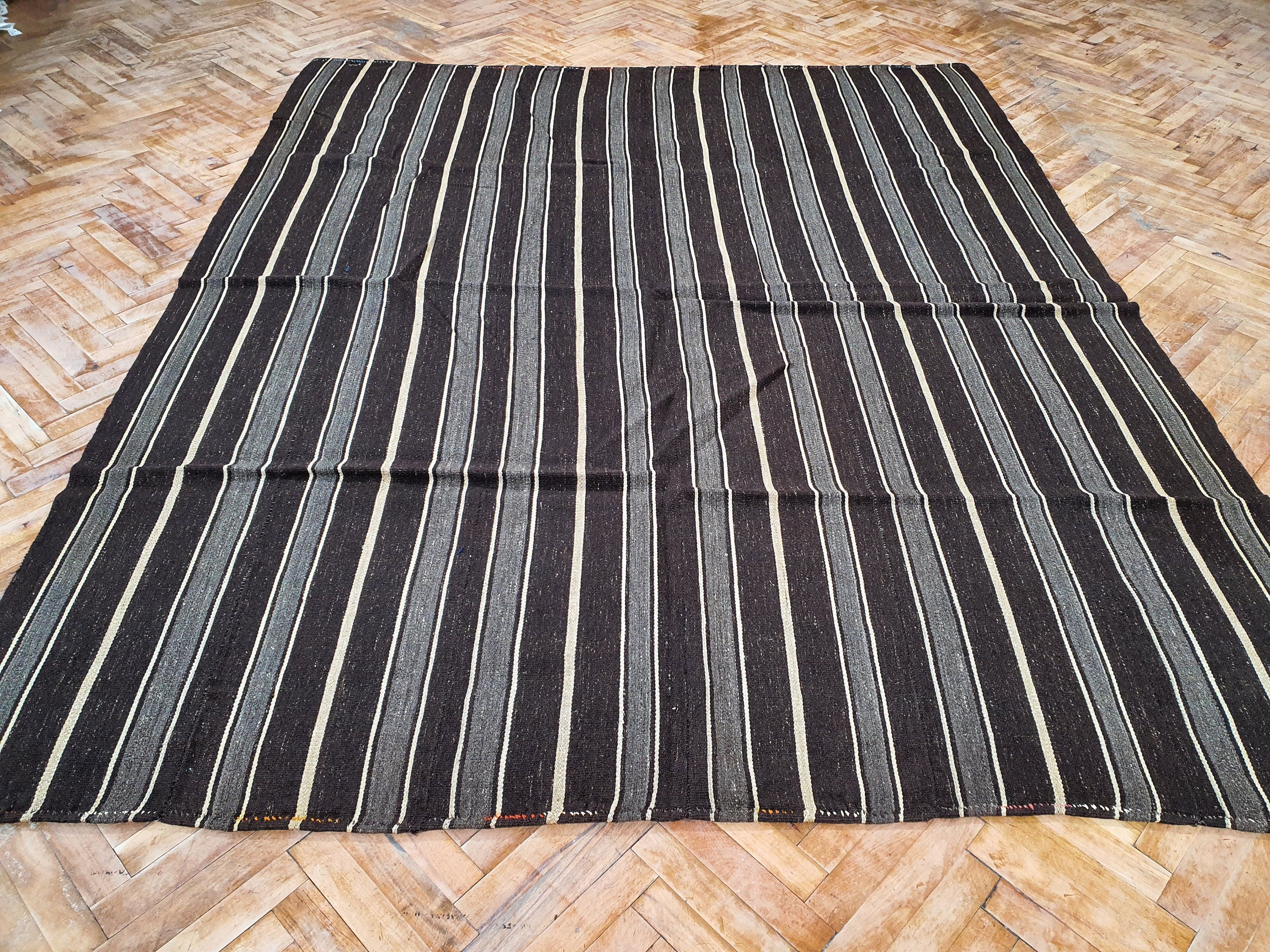 antique Anatolian Wool Large Area Rug — back view