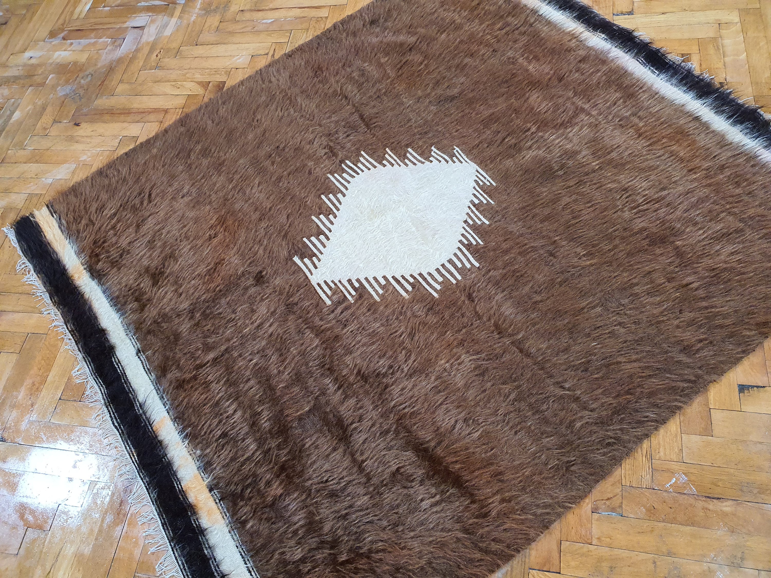 vintage Anatolian Wool Area Rug — back view