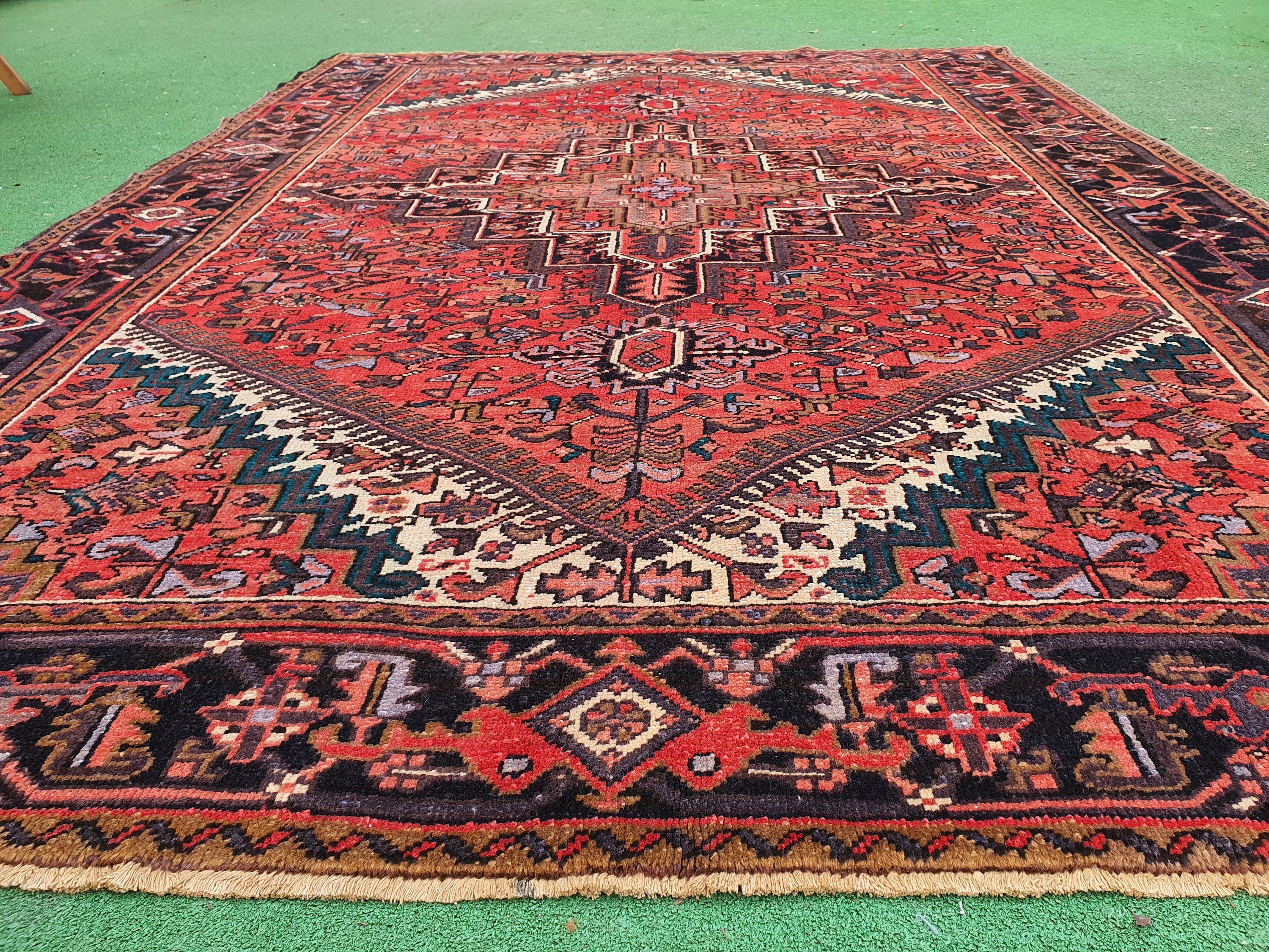 antique Anatolian Wool Large Area Rug — back view