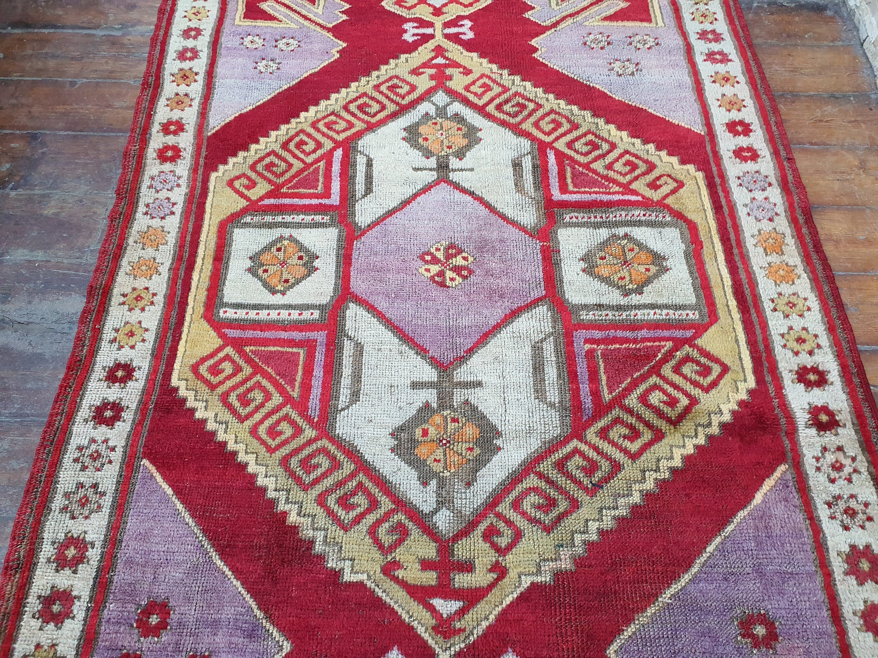 antique Konya Wool Runner Rug — detail texture