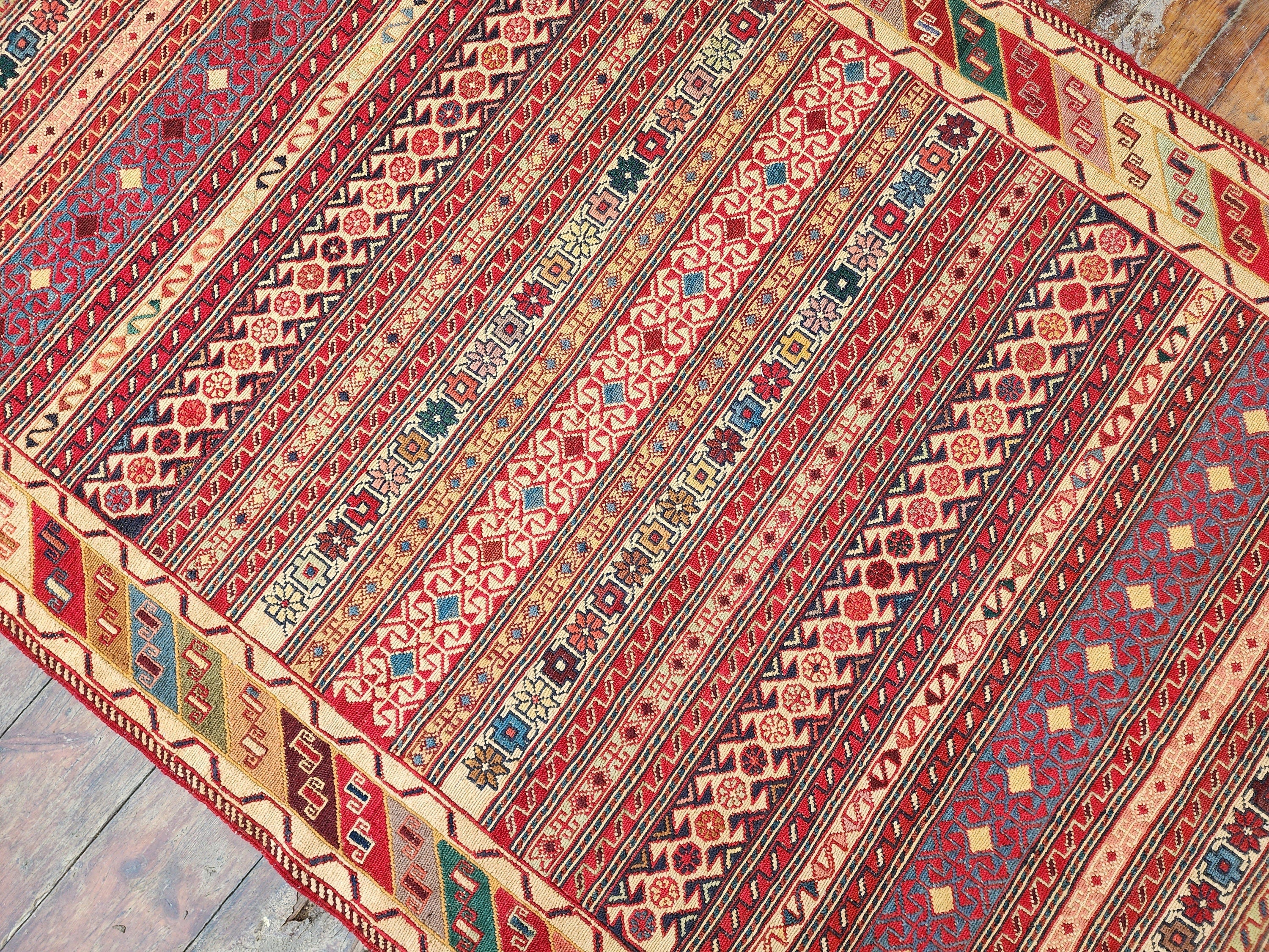 vintage Soumak Wool Small Rug — detail texture
