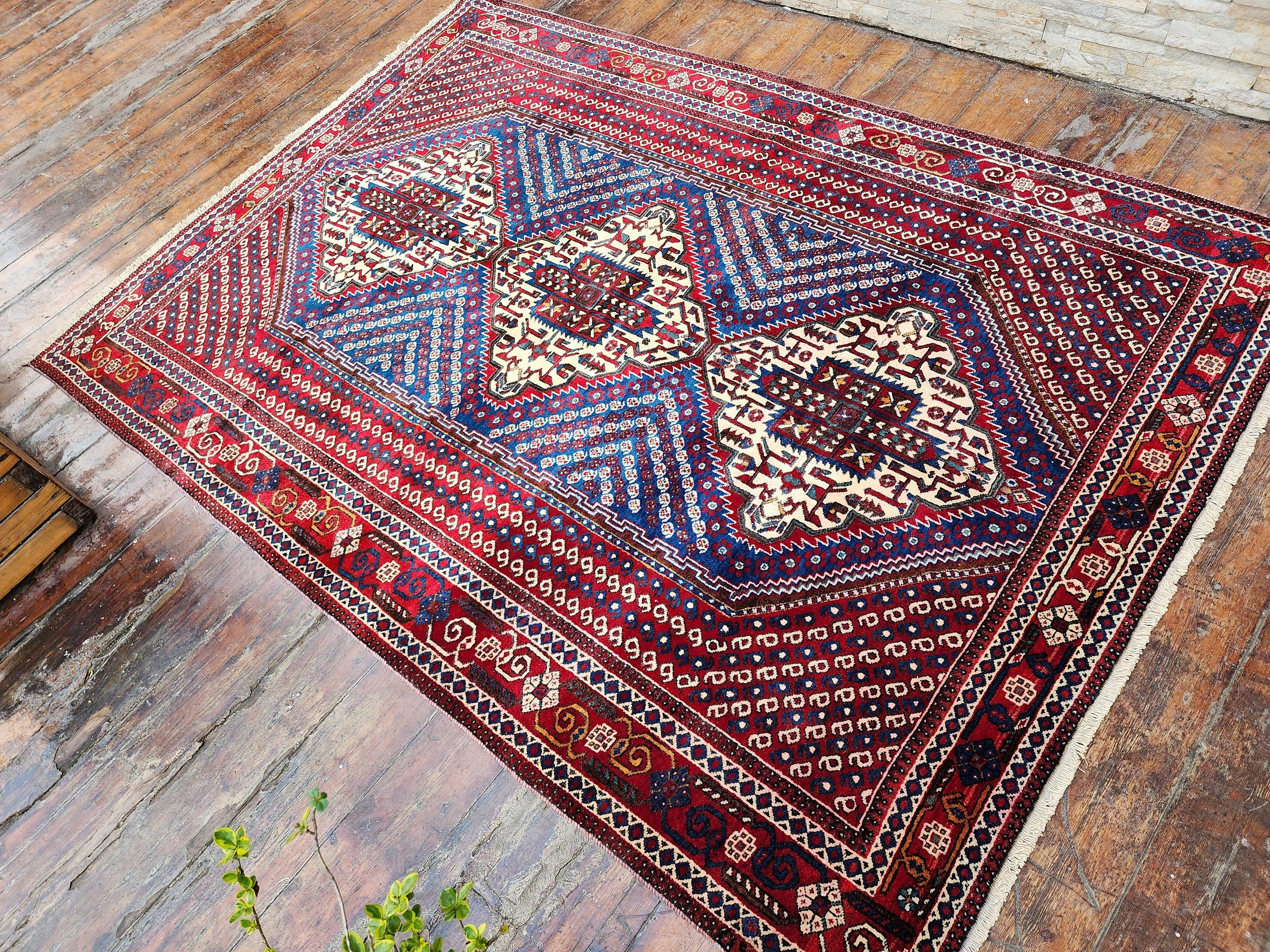 vintage Anatolian Wool Area Rug — pattern close-up