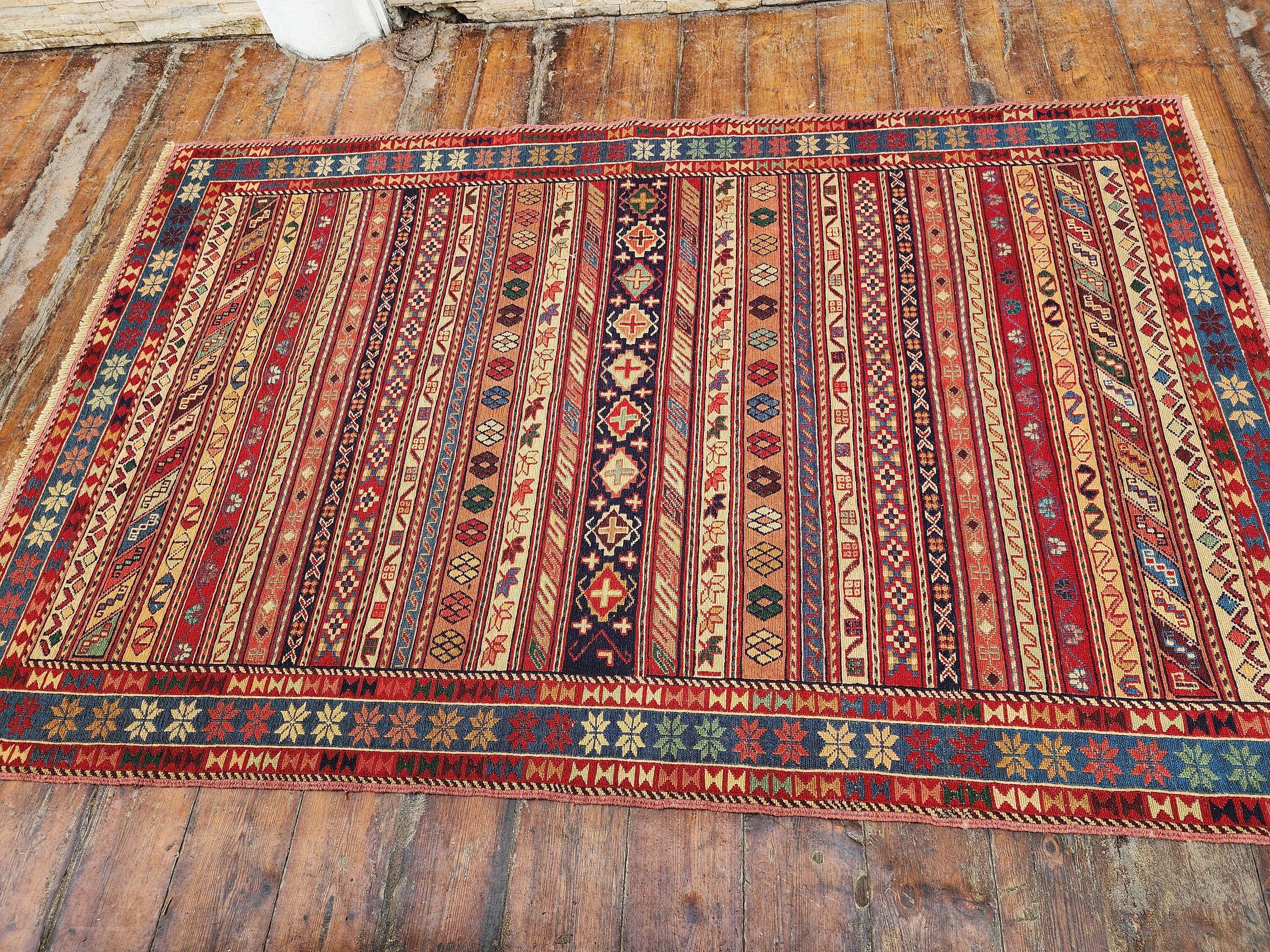 vintage Soumak Wool Runner Rug — pattern close-up