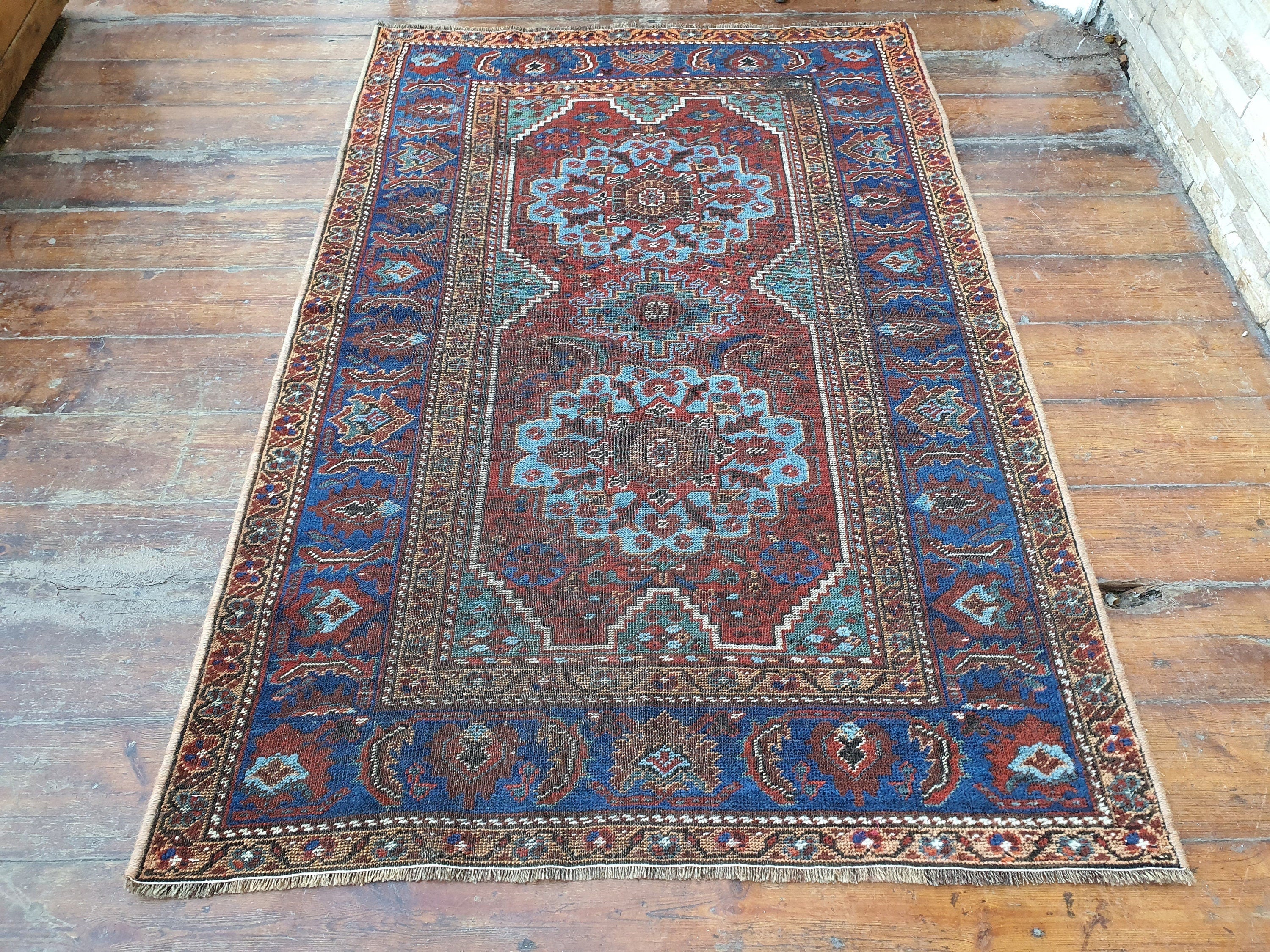 antique Anatolian Wool Small Rug — back view