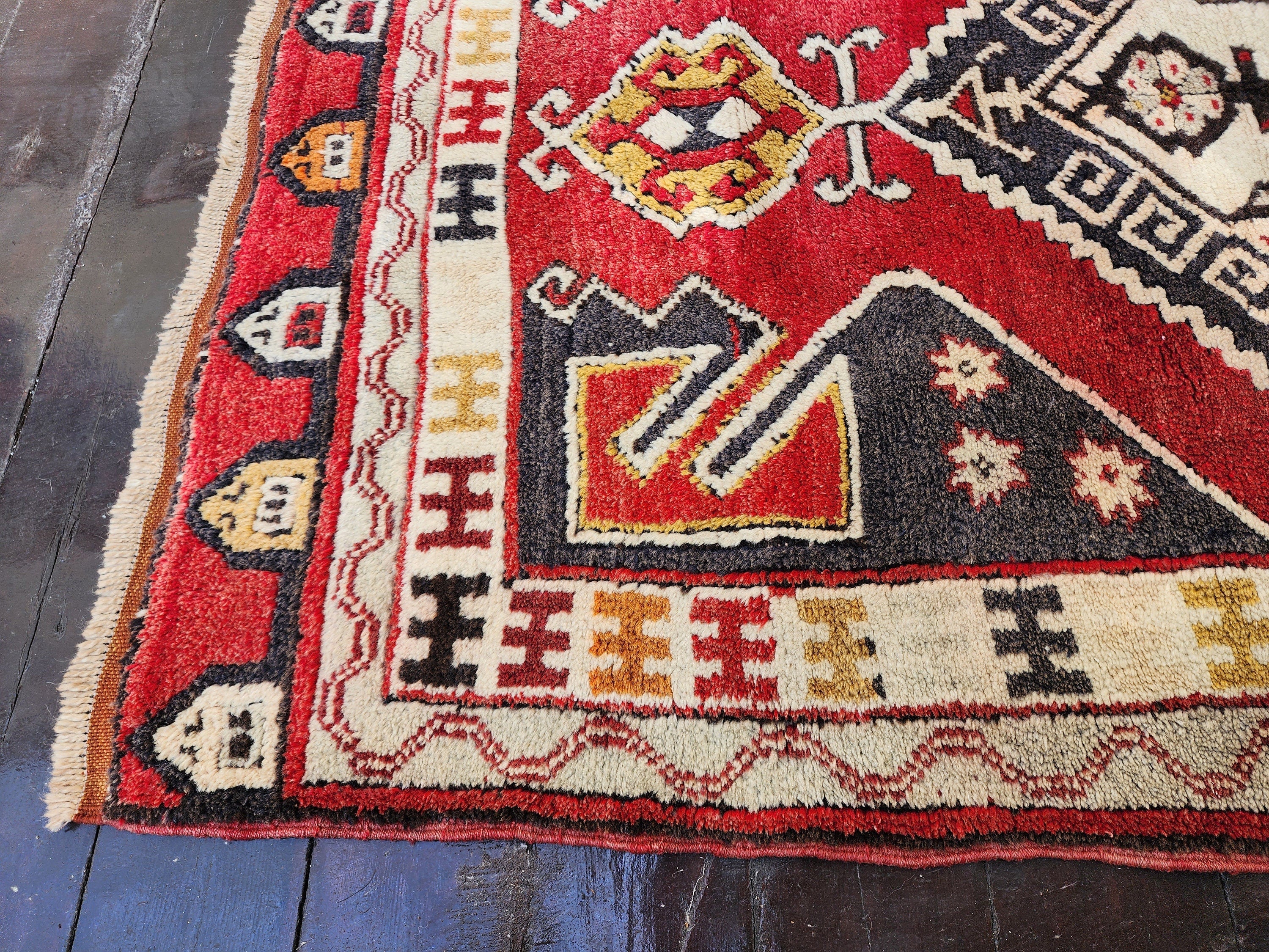 antique Konya Wool Small Rug — in setting