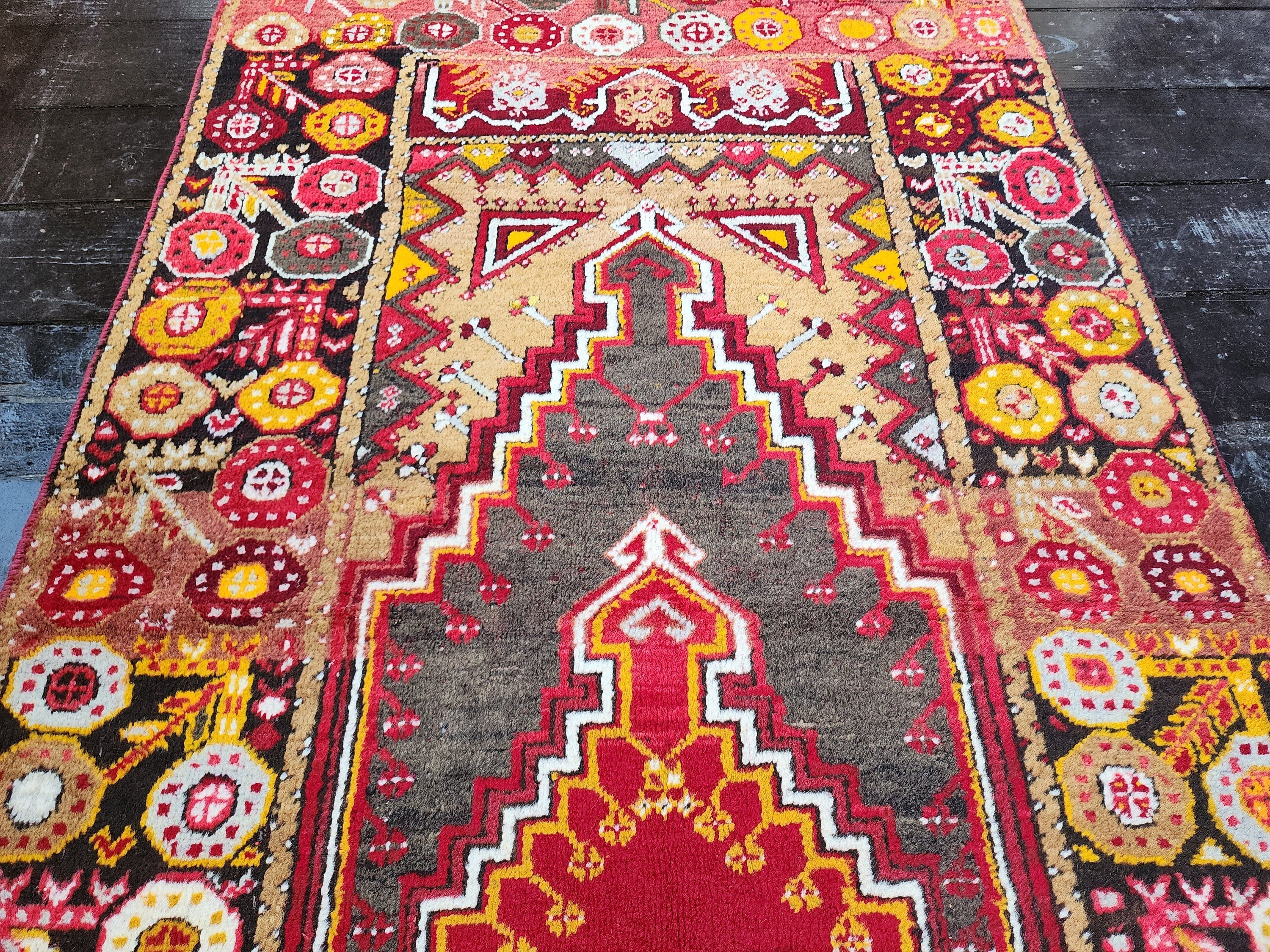 antique Anatolian Wool Small Rug — back view