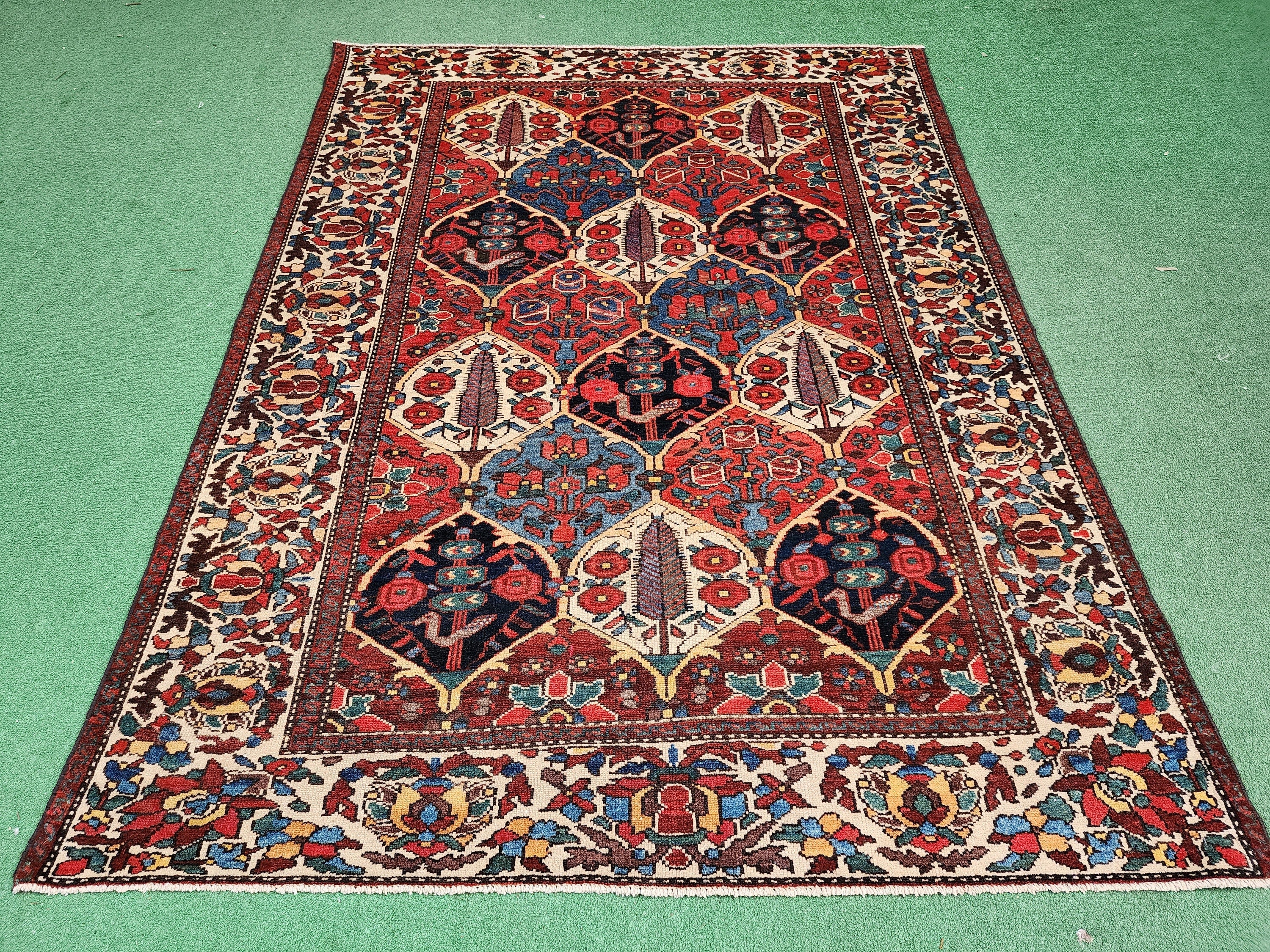antique Persian Wool Area Rug — back view