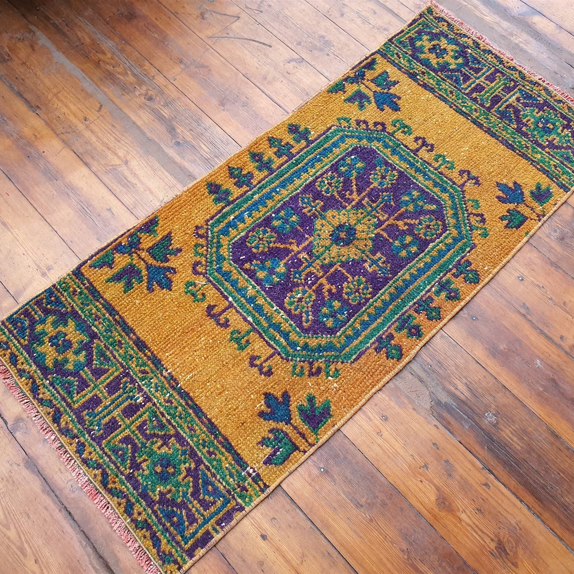 vintage Anatolian Small Rug — back view