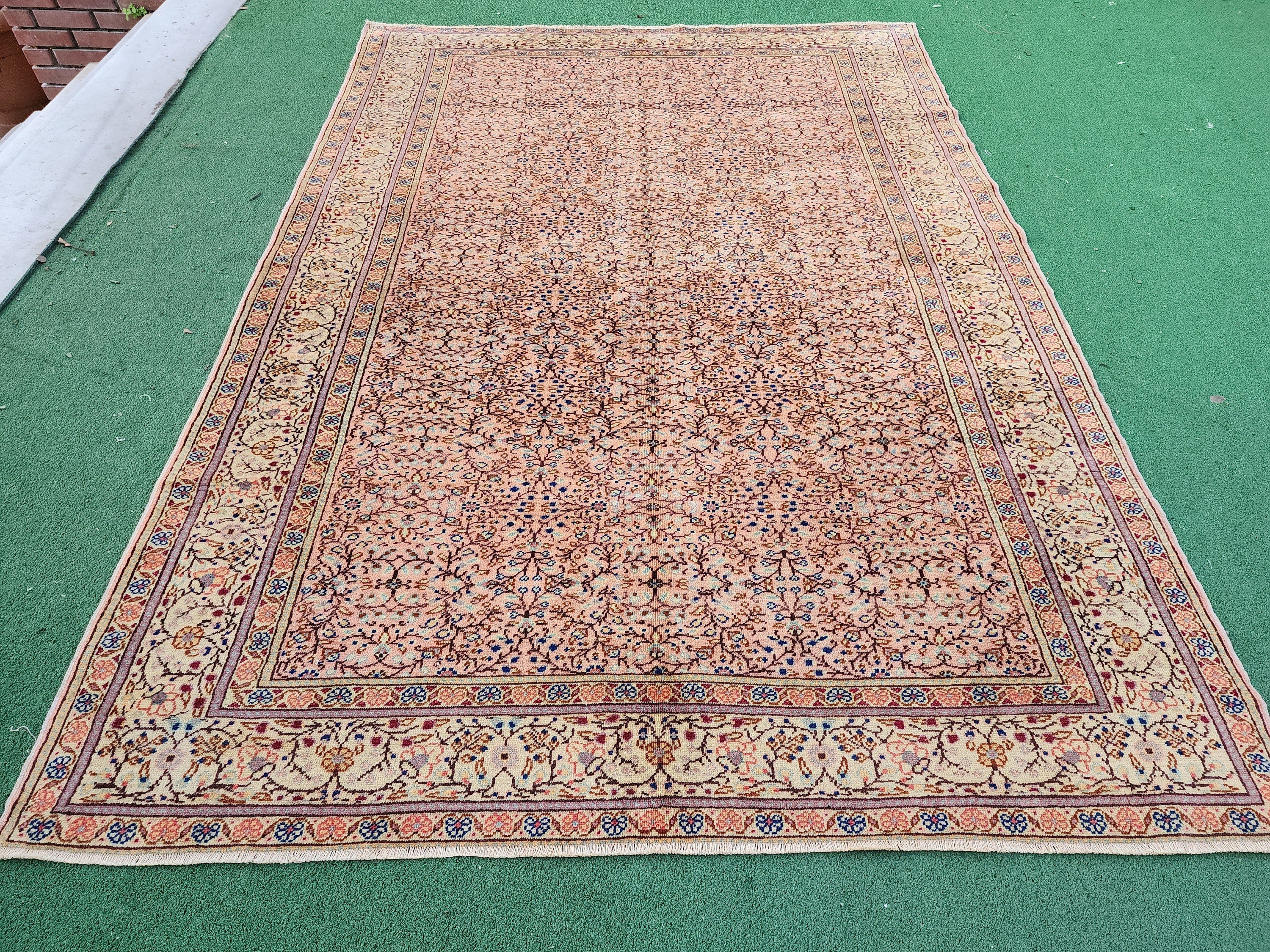 vintage Kayseri Wool Area Rug — back view