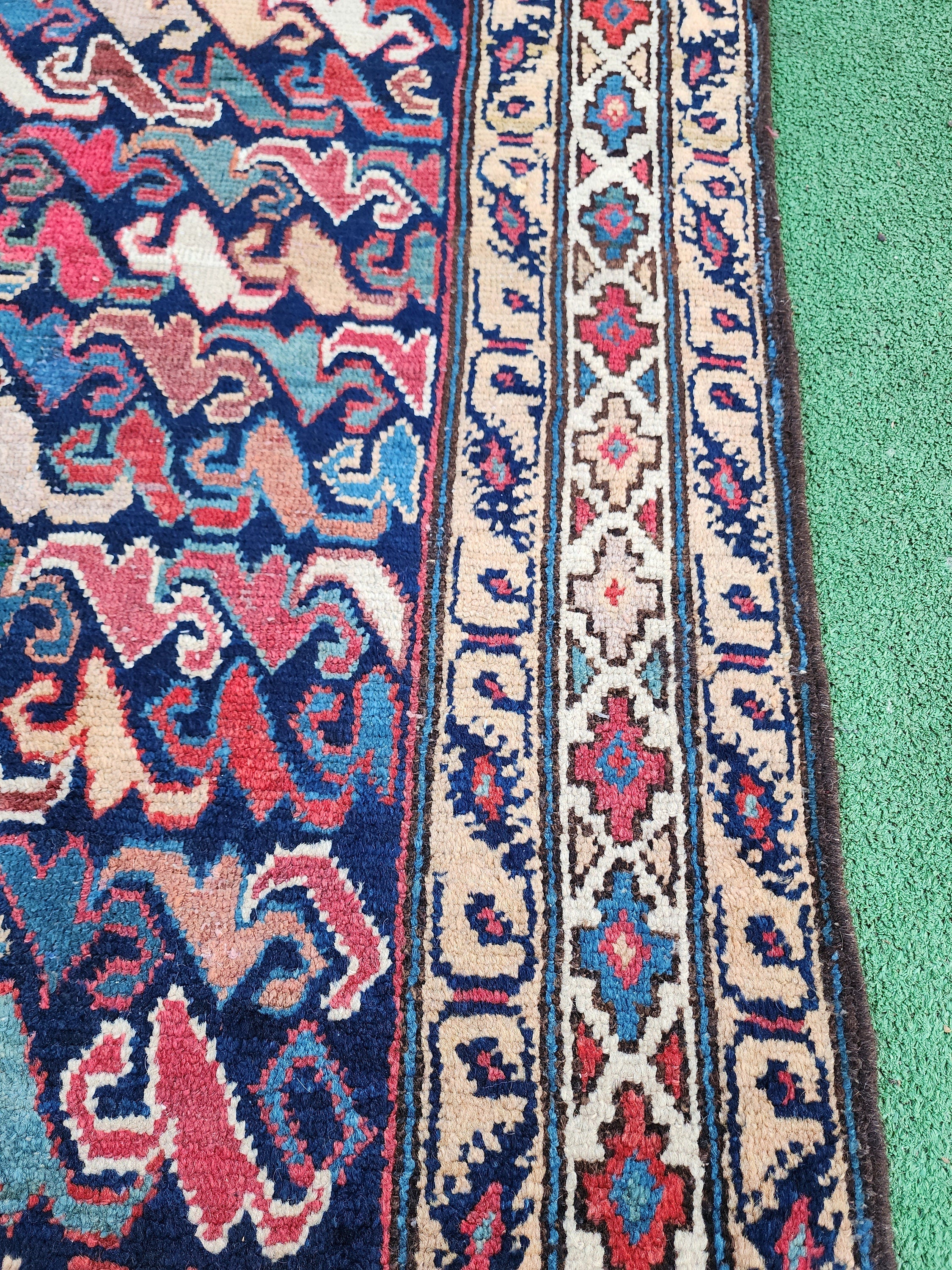 antique Persian Wool Runner Rug — pattern close-up