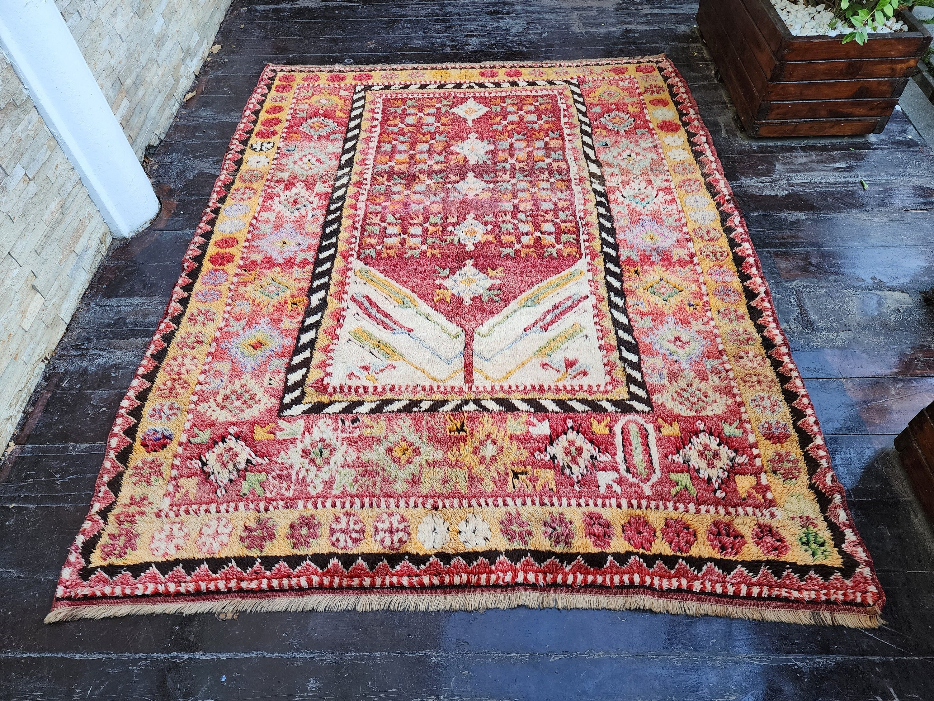 antique Konya Wool Runner Rug — detail texture