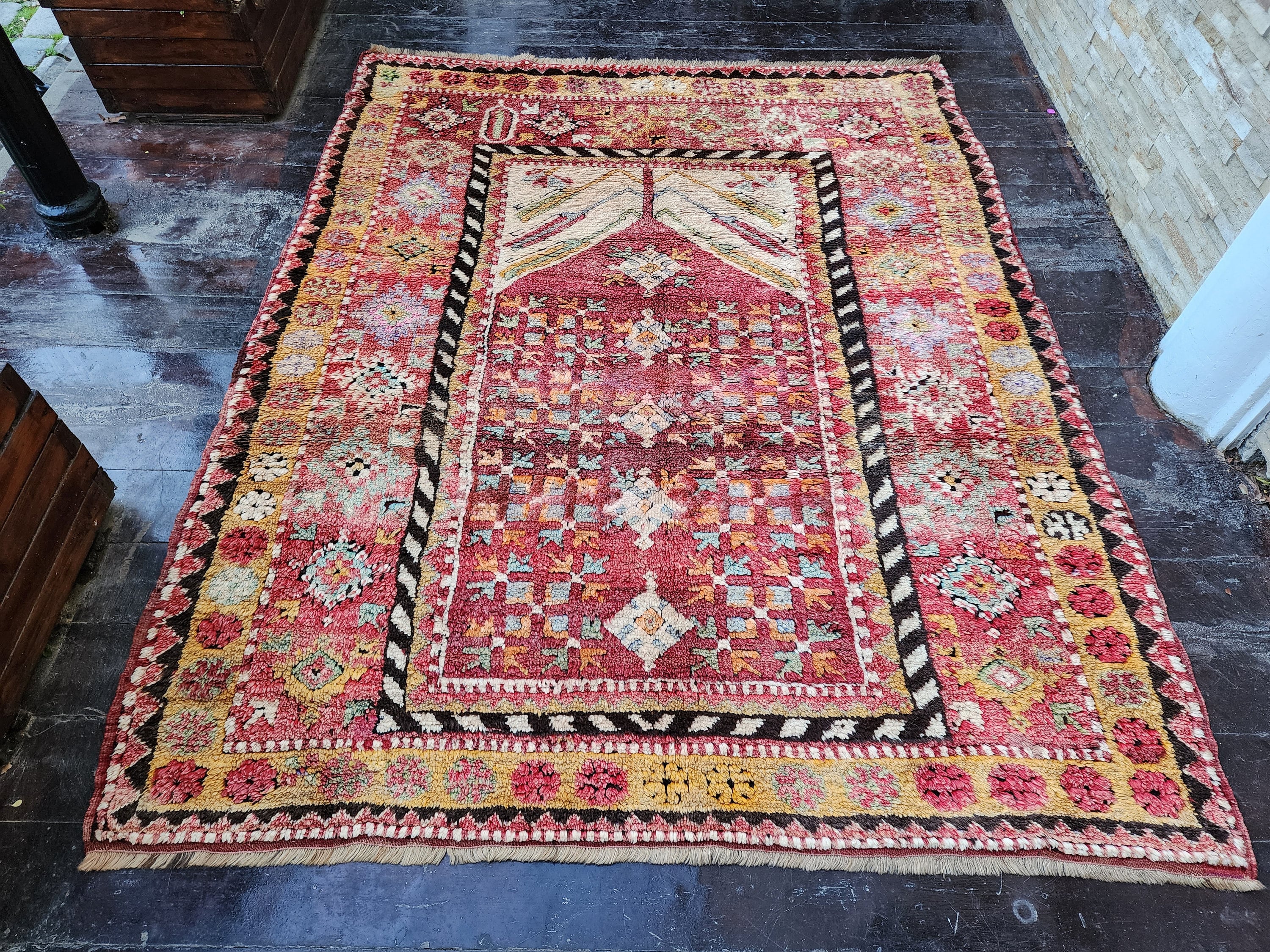 antique Konya Wool Runner Rug — back view