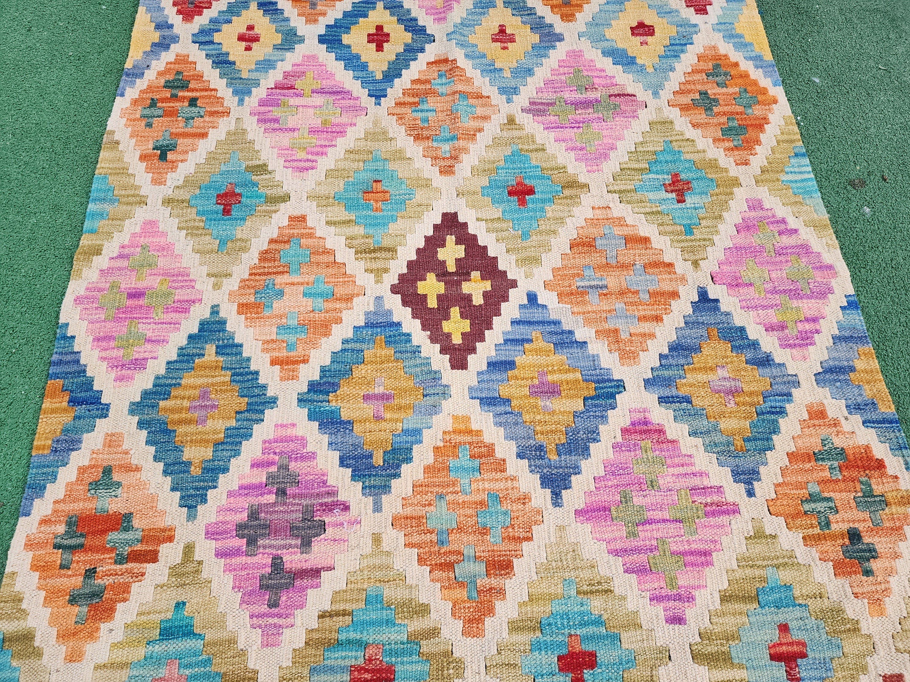 vintage Afghan Wool Small Rug — in setting