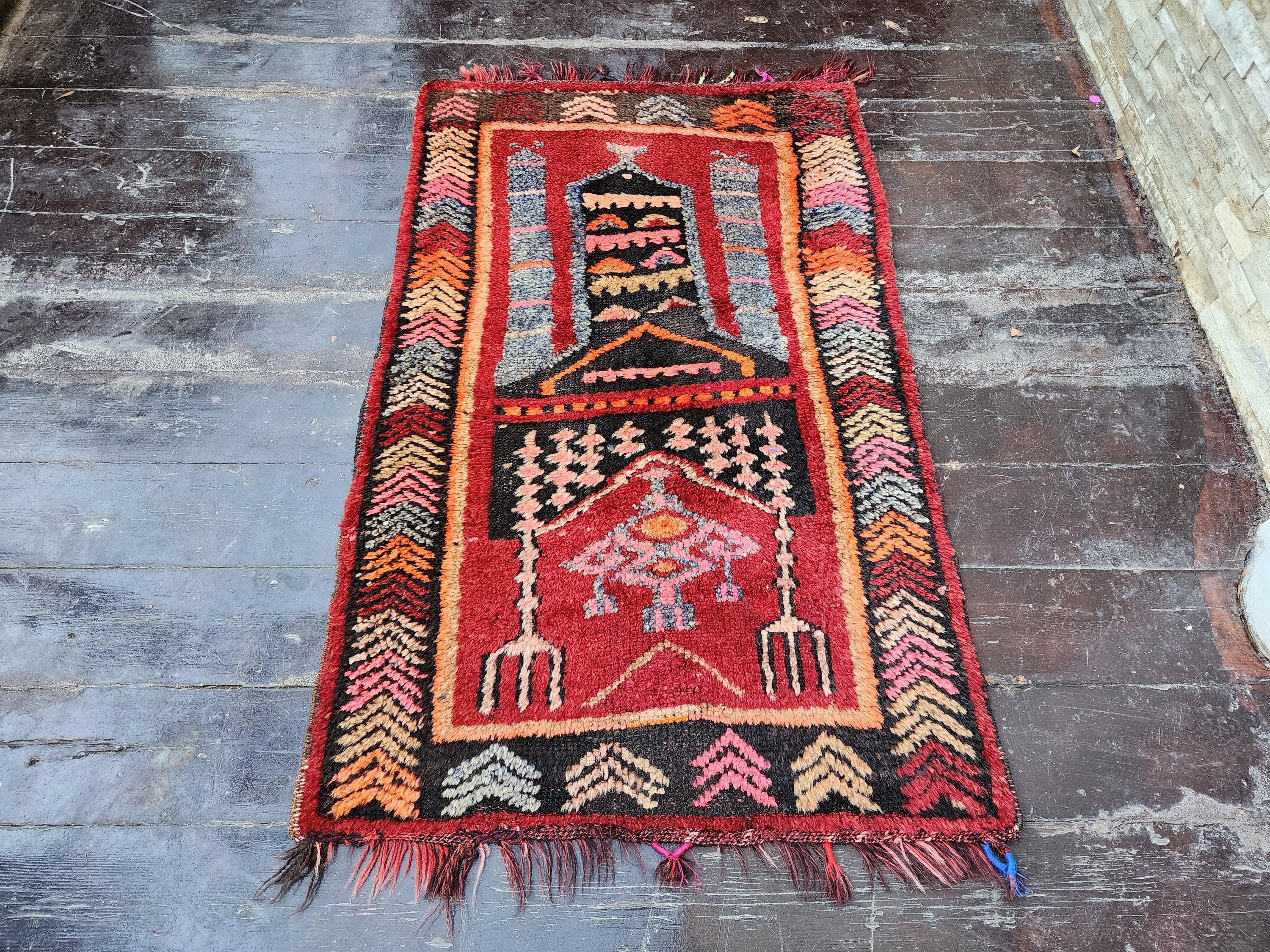 Vintage Turkish Rug, Antalya Rug, Tribal Nomadic Handmade Organic Wool Rug, Bohemian Style Rustic Decor Living Room Rug, Rug 3'9'' x 2'4''