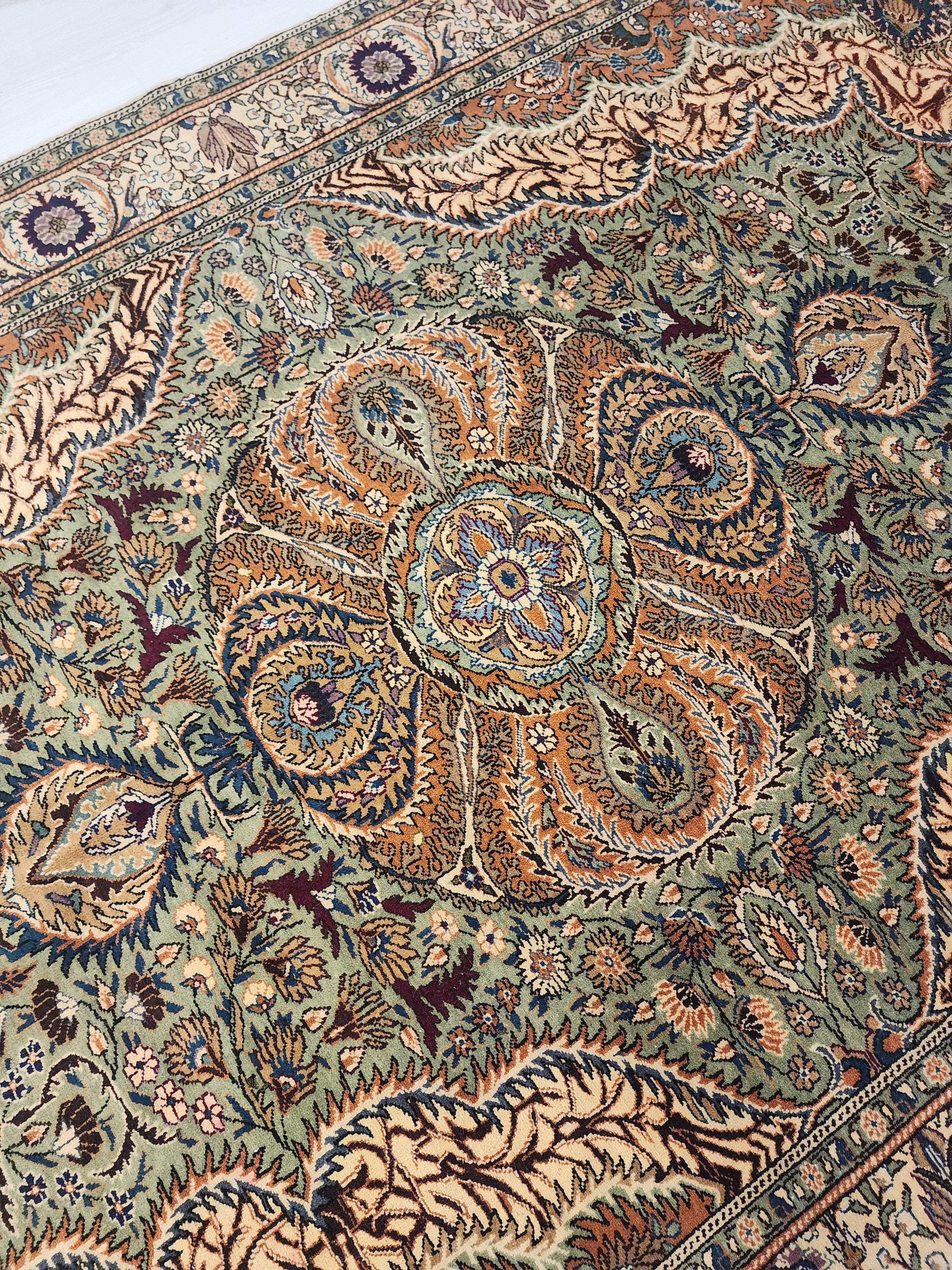vintage Kayseri Wool Large Area Rug — edge weave