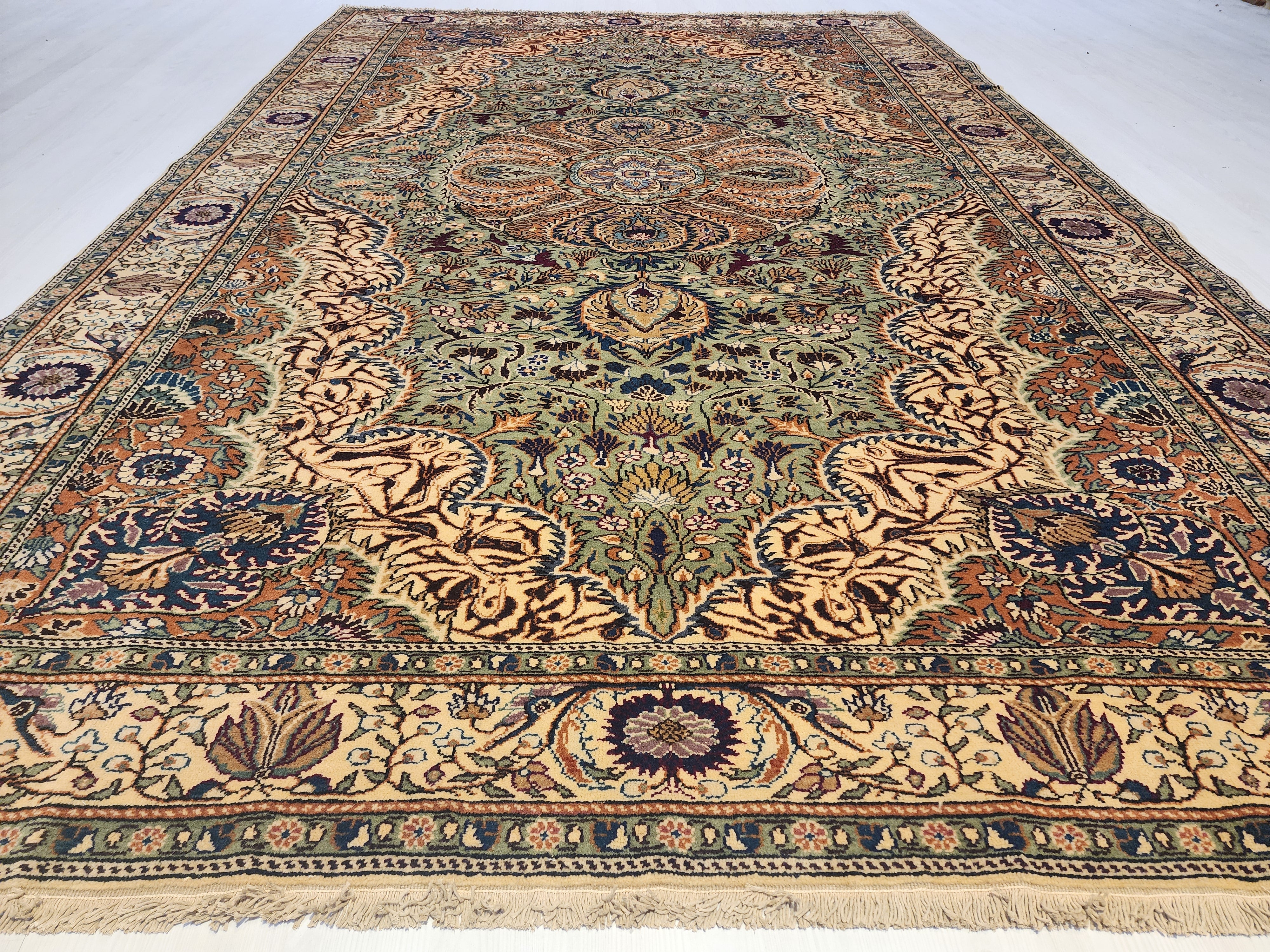 vintage Kayseri Wool Large Area Rug — border pattern