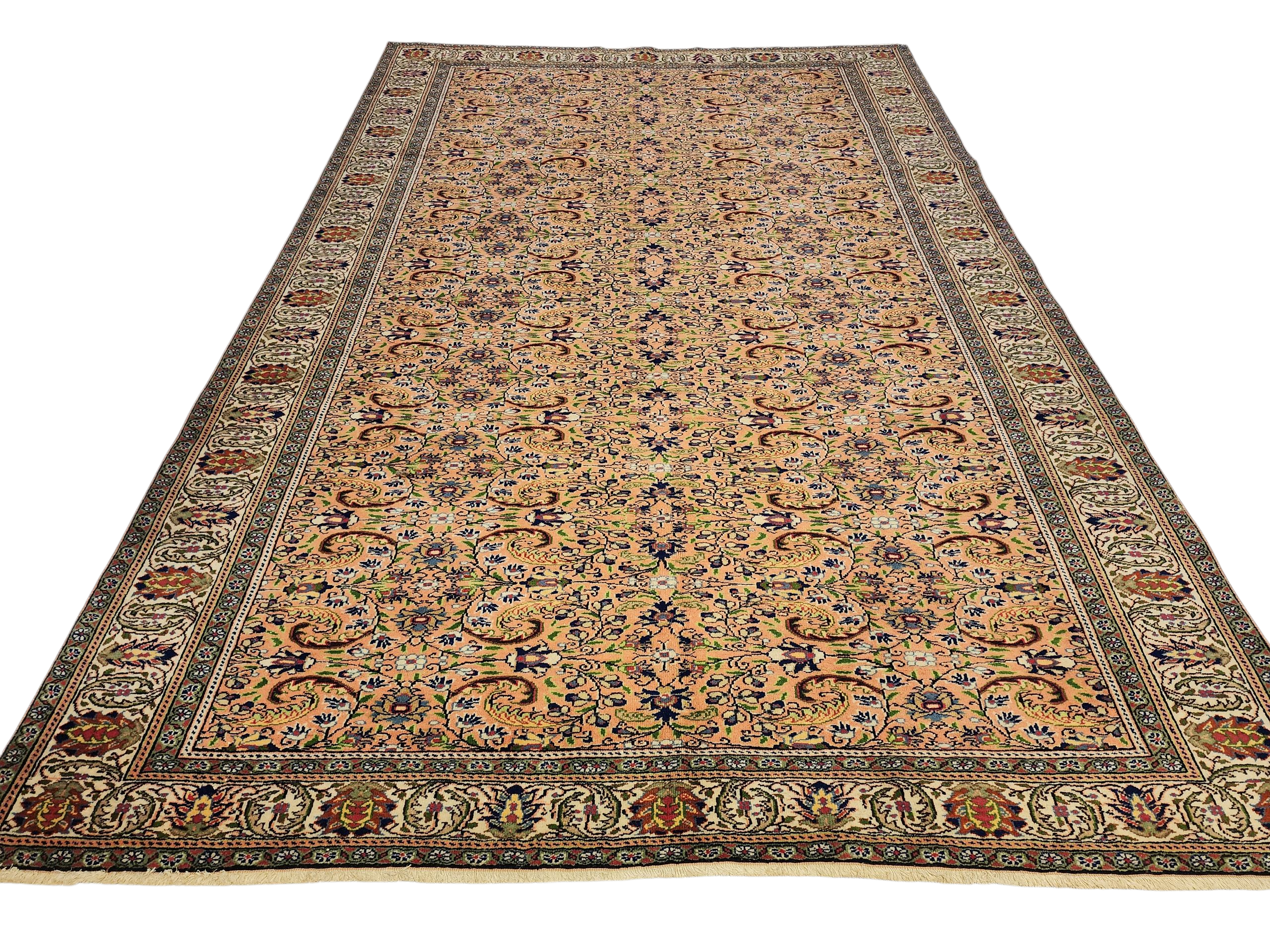 Vintage Kayseri Turkish Rug: 6'3'' x 9'9'' Handmade Wool Oriental Rug
