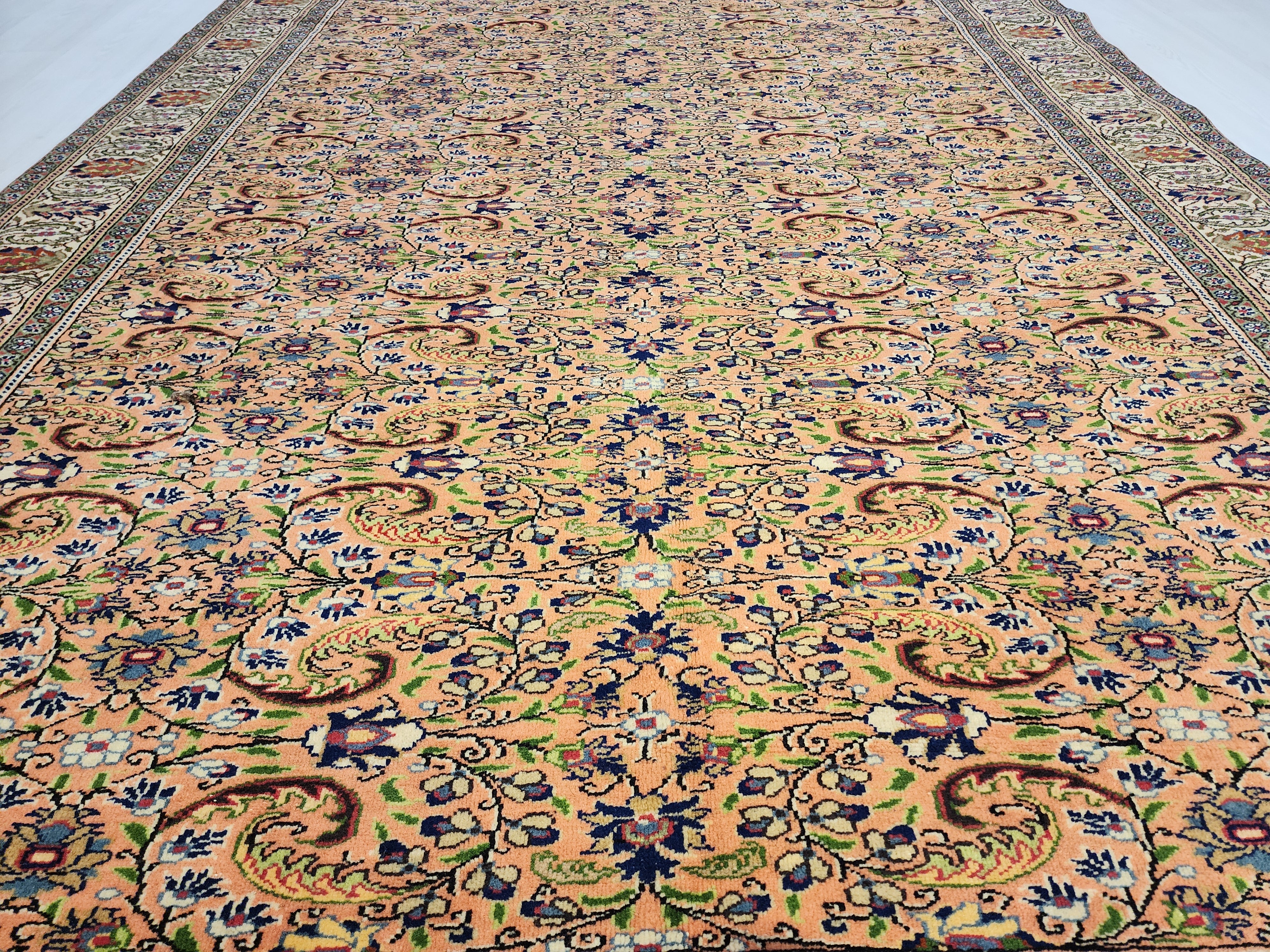 Vintage Kayseri Turkish Rug: 6'3'' x 9'9'' Handmade Wool Oriental Rug