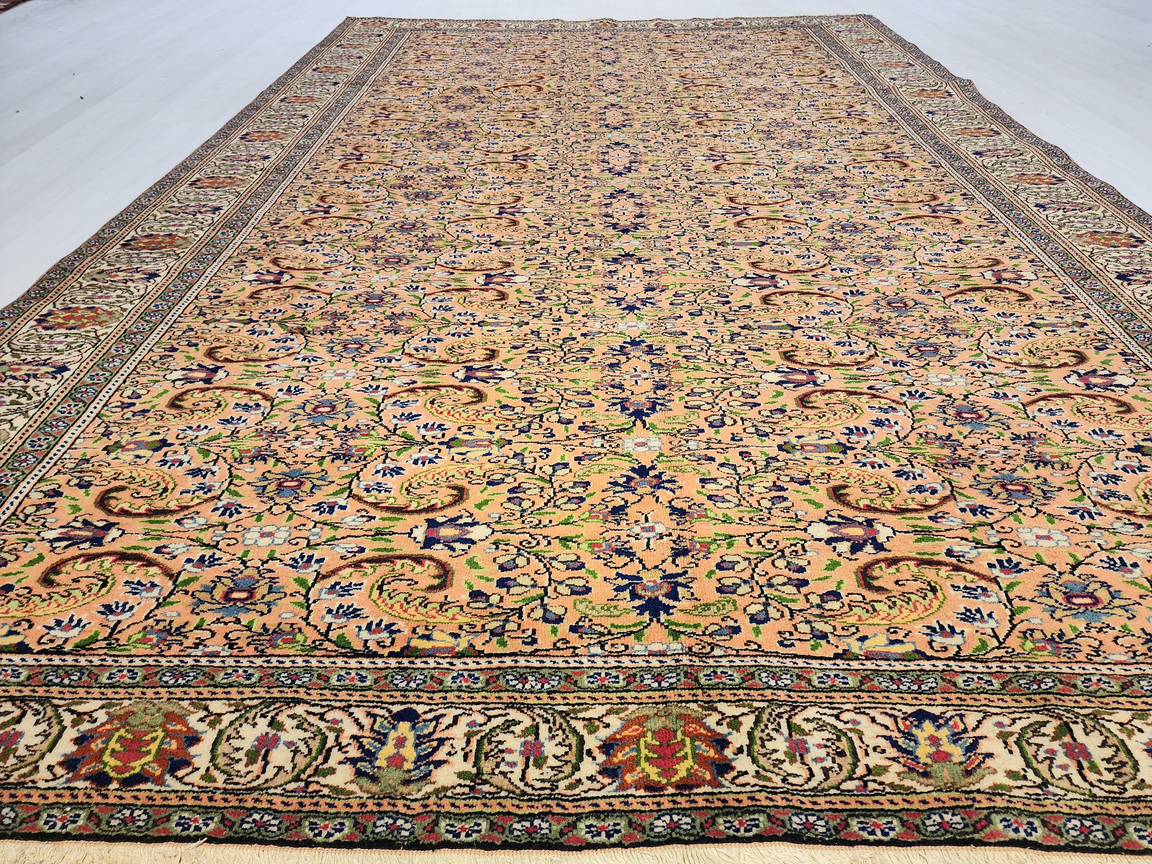 Vintage Kayseri Turkish Rug: 6'3'' x 9'9'' Handmade Wool Oriental Rug