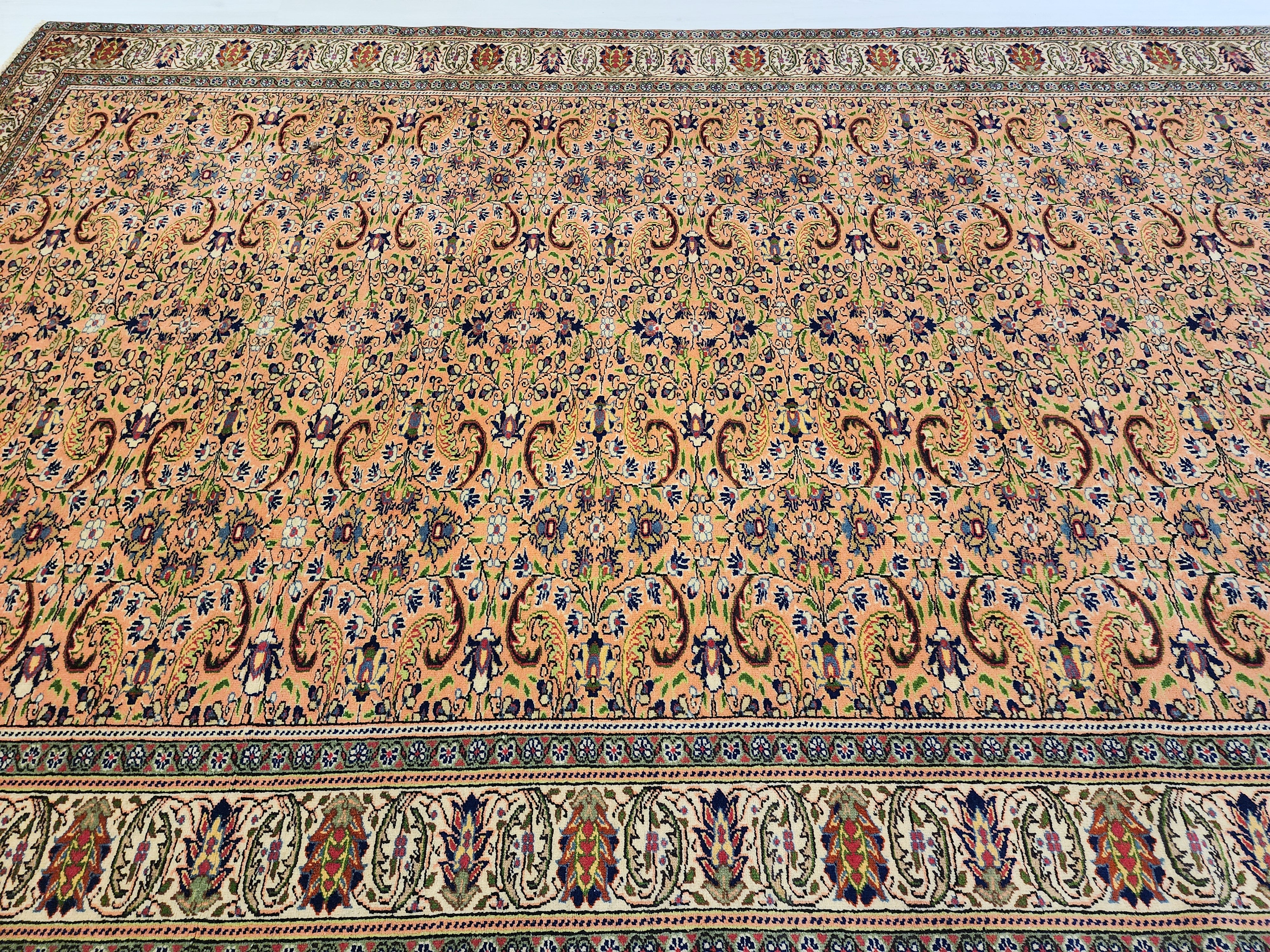 Vintage Kayseri Turkish Rug: 6'3'' x 9'9'' Handmade Wool Oriental Rug