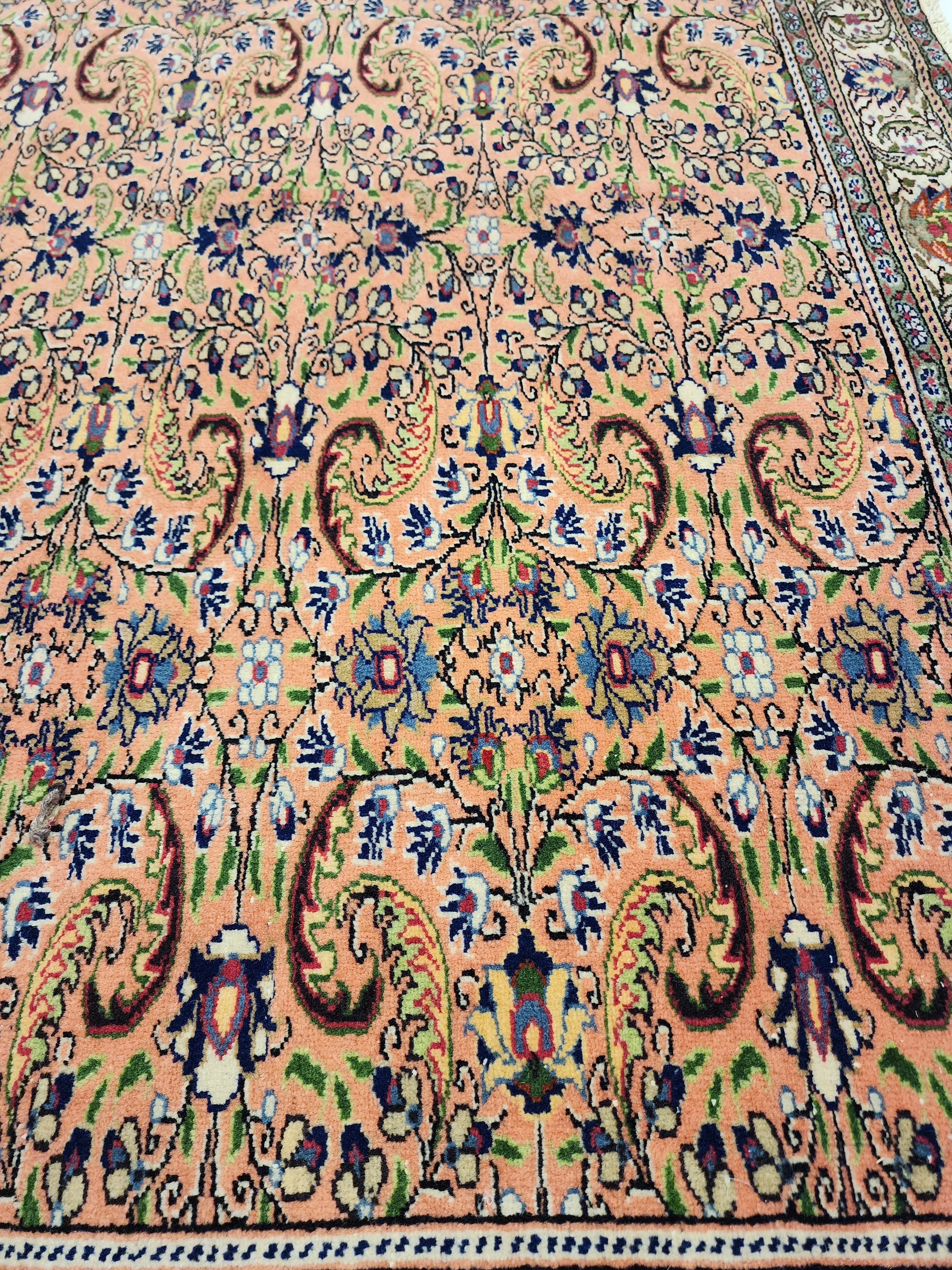 Vintage Kayseri Turkish Rug: 6'3'' x 9'9'' Handmade Wool Oriental Rug