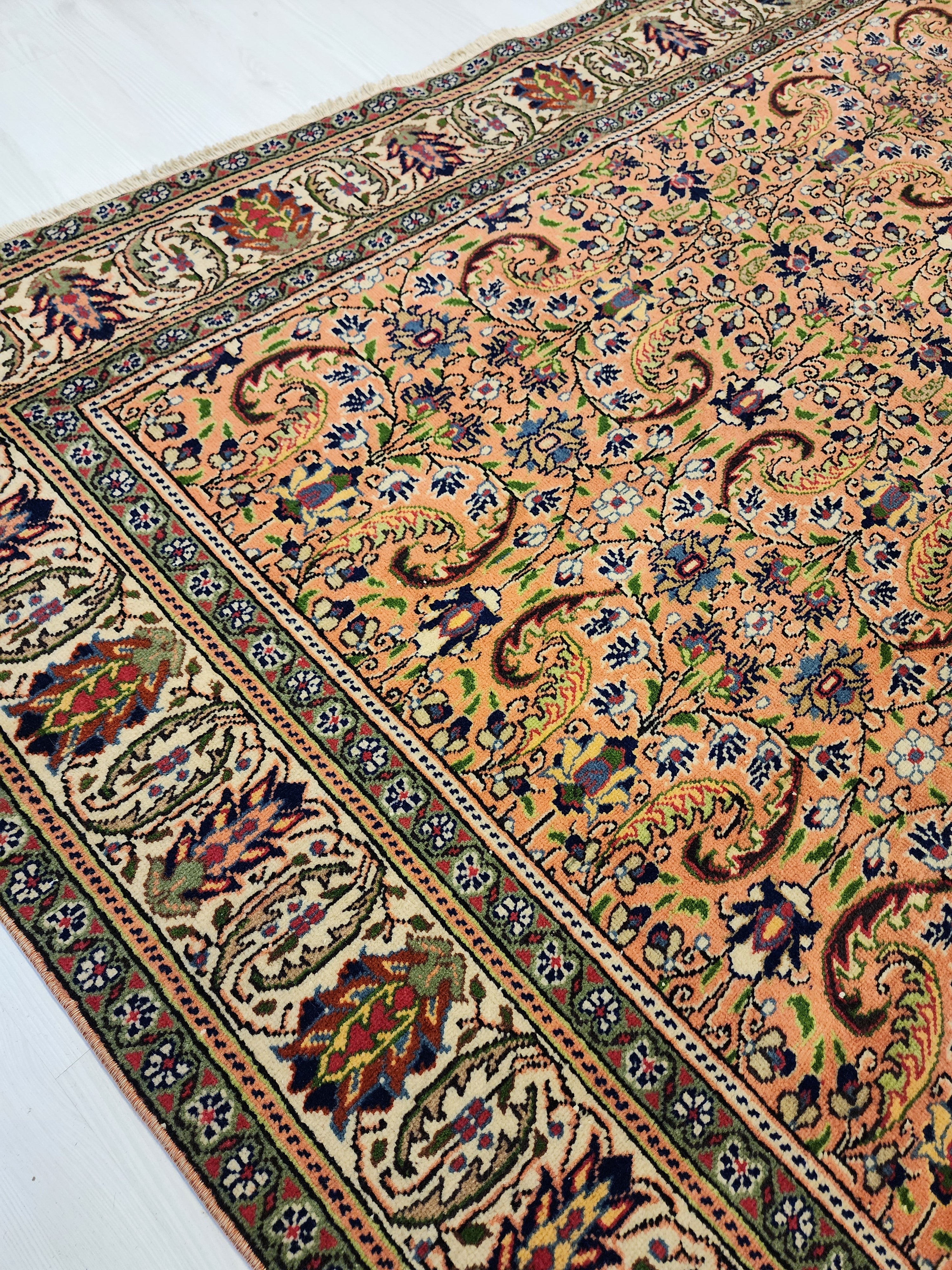 Vintage Kayseri Turkish Rug: 6'3'' x 9'9'' Handmade Wool Oriental Rug