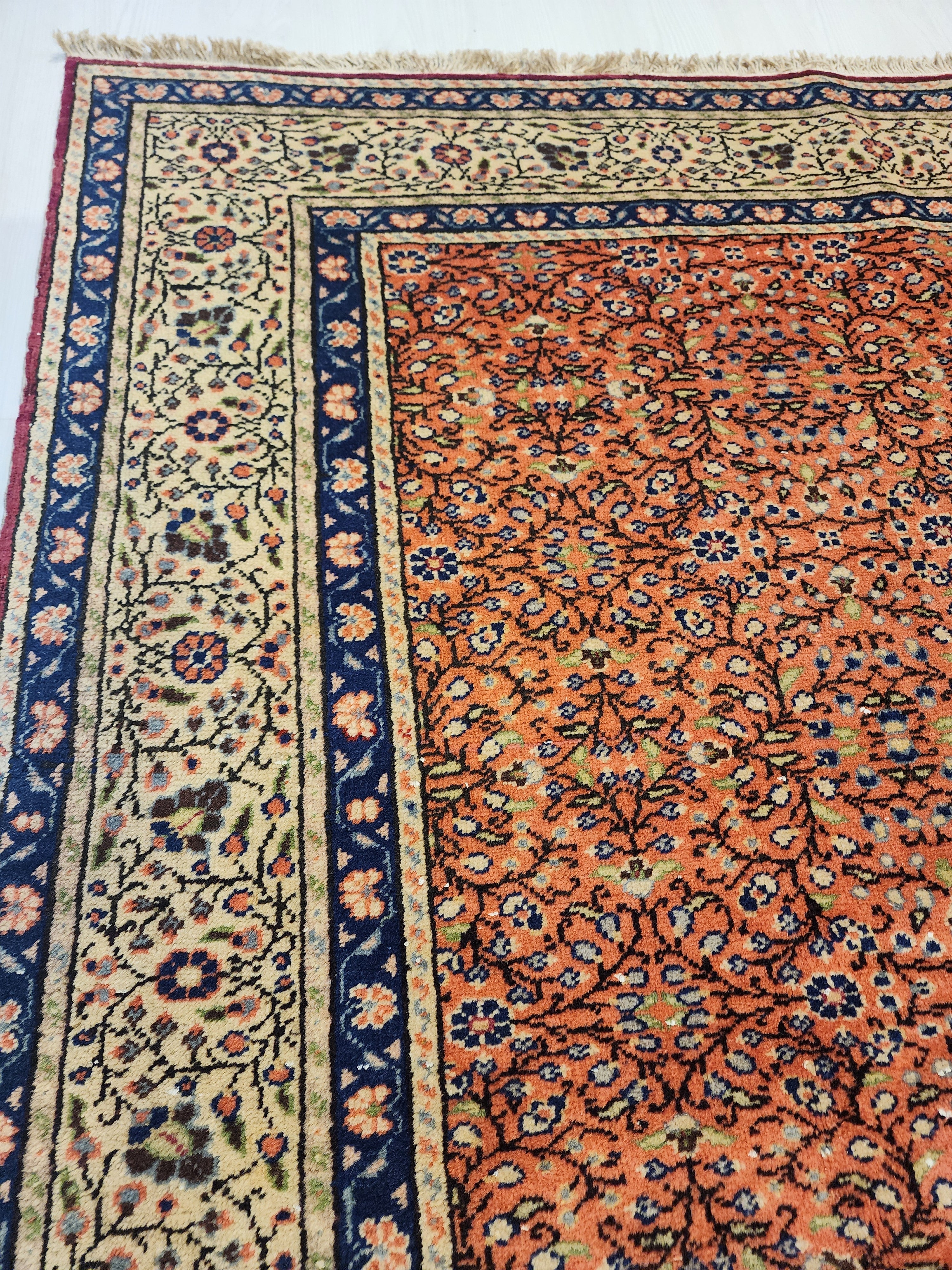 vintage Kayseri Wool Large Area Rug — edge weave