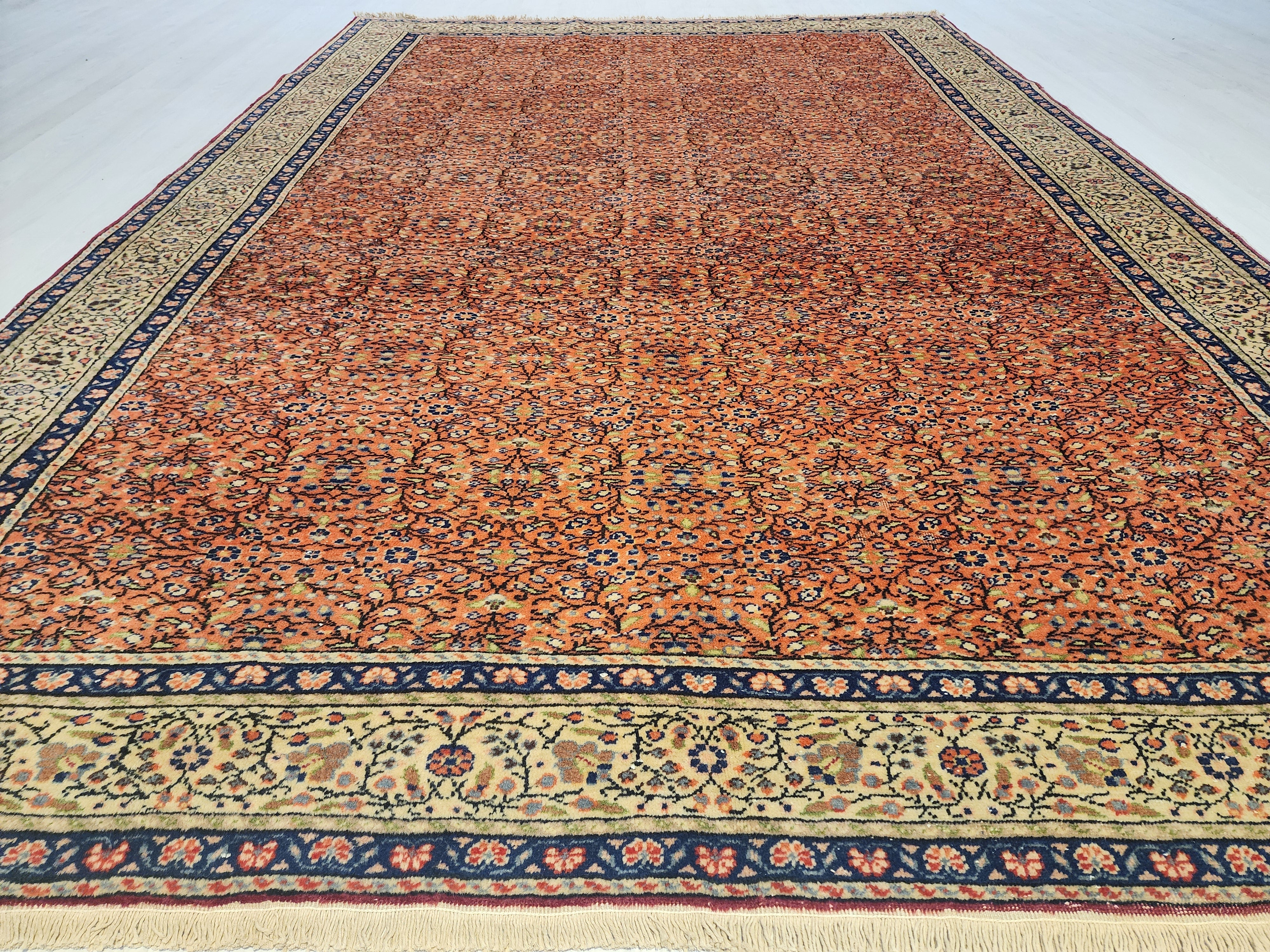 vintage Kayseri Wool Large Area Rug — border pattern