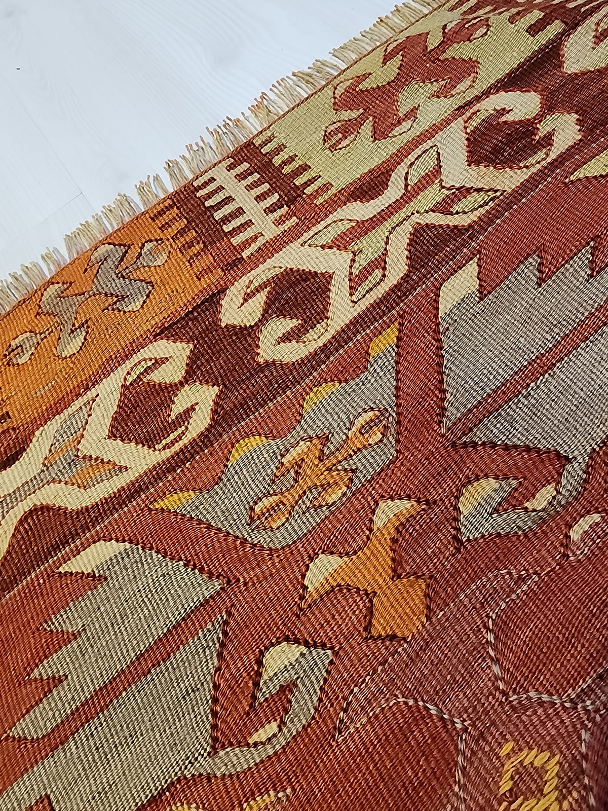 Authentic Vintage Afyon Kilim Runner – Handwoven Wool Tribal Anatolian Flatweave (53cm x 122cm)