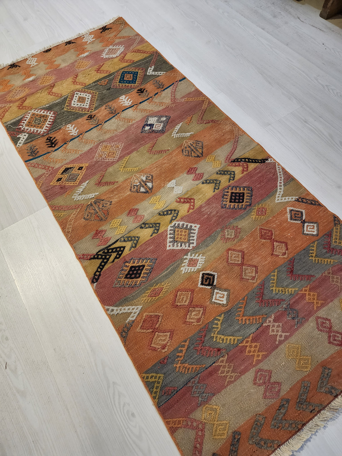Ambrosia — Vintage Anatolian Cicim Kilim – Handwoven Wool Accent Rug (71x168cm)