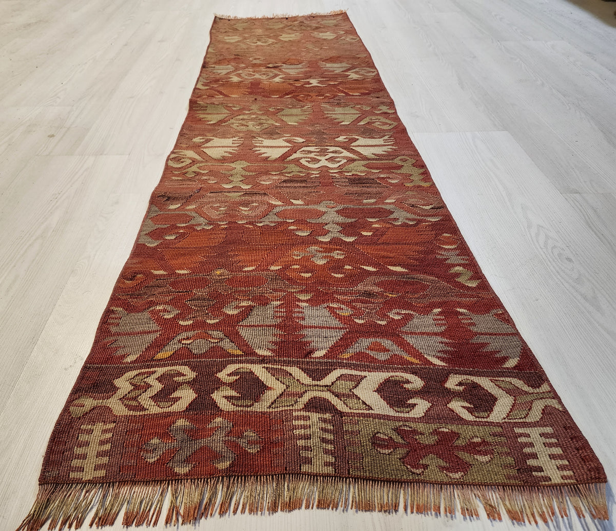 Aristoniki — Authentic Vintage Afyon Kilim Runner – Handwoven Wool Tribal Anatolian Flatweave (53cm x 170cm)